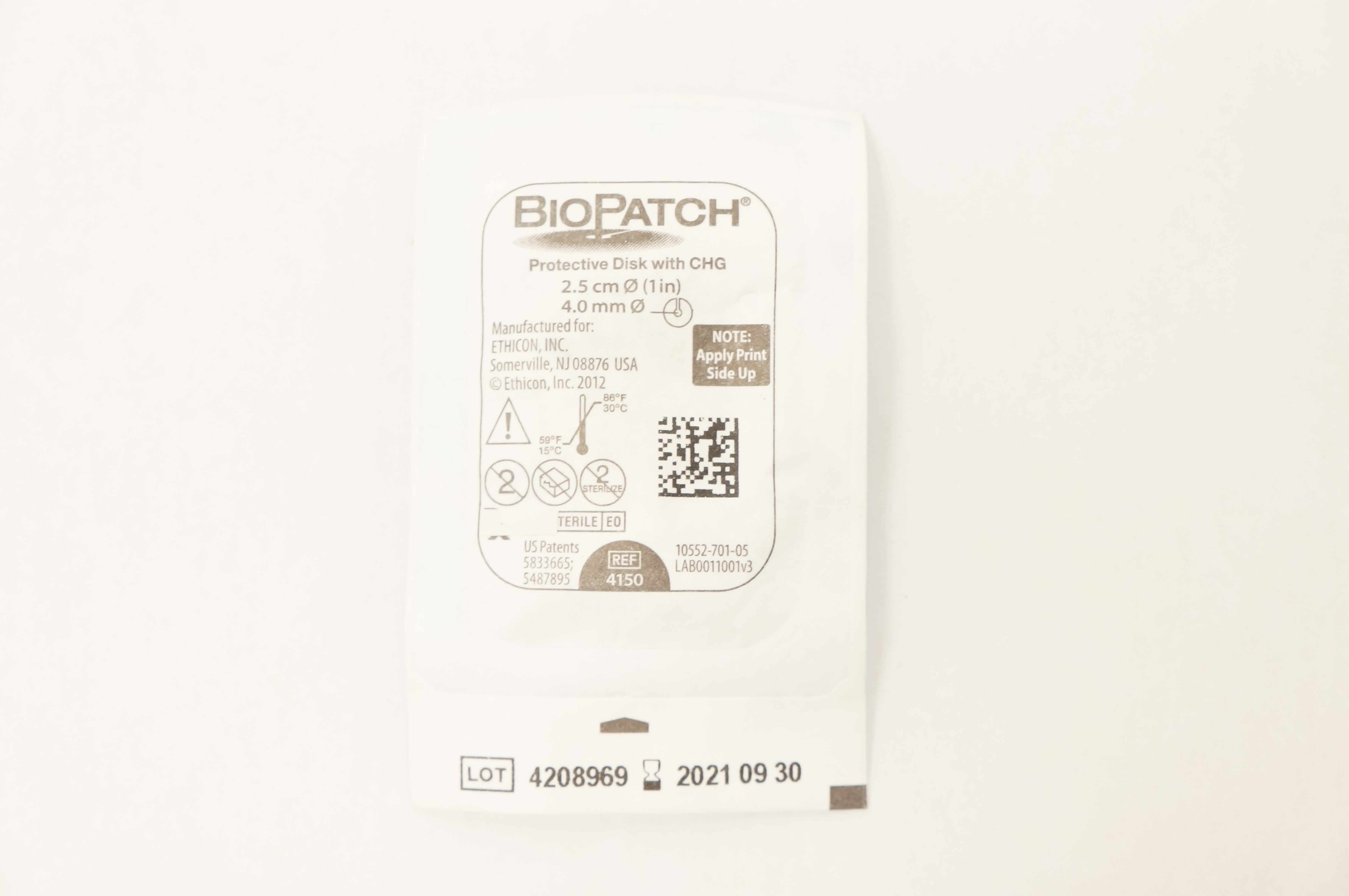 Ethicon 4150 BioPatch Protective Disk with CHG 1inch x 4.0mm (x)