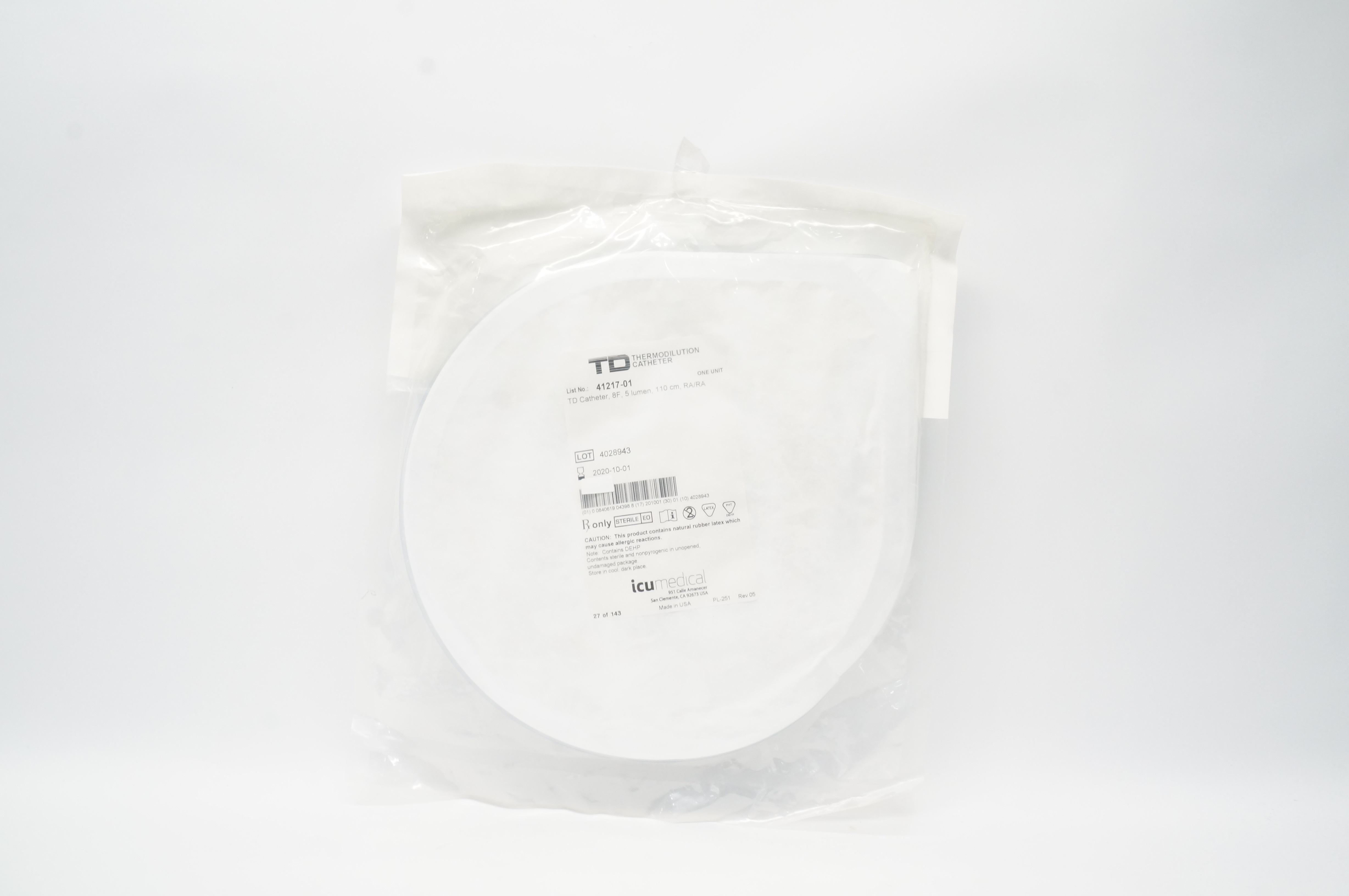 ICU Medical 41217-01 TD Thermodilution Cath. 8F x 5 lumen x 110cm, RA/RA (x)