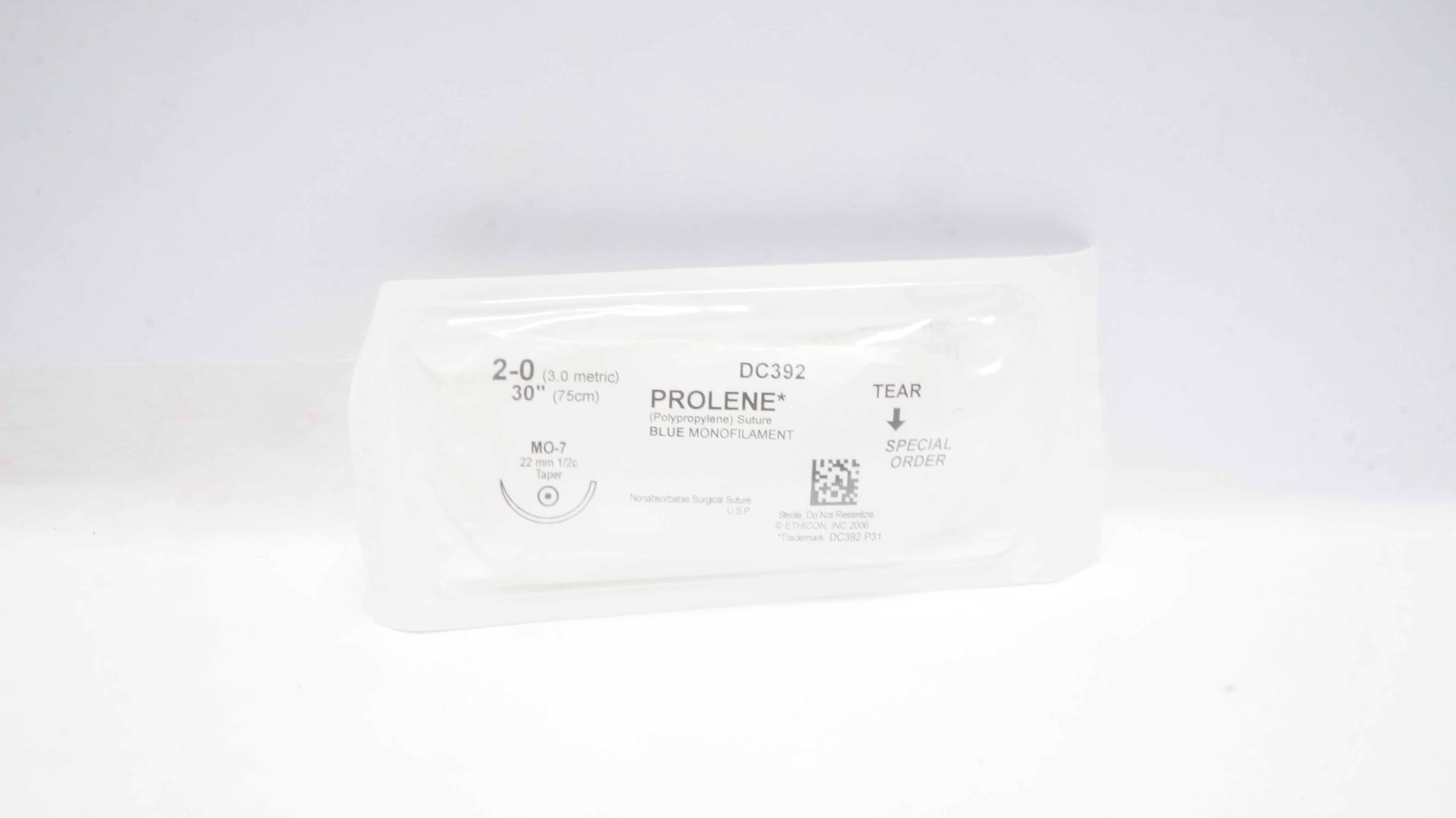 Ethicon DC392 2-0 Prolene Polypropylene Stre MO-7 Taper 22mm 1/2c 30inch