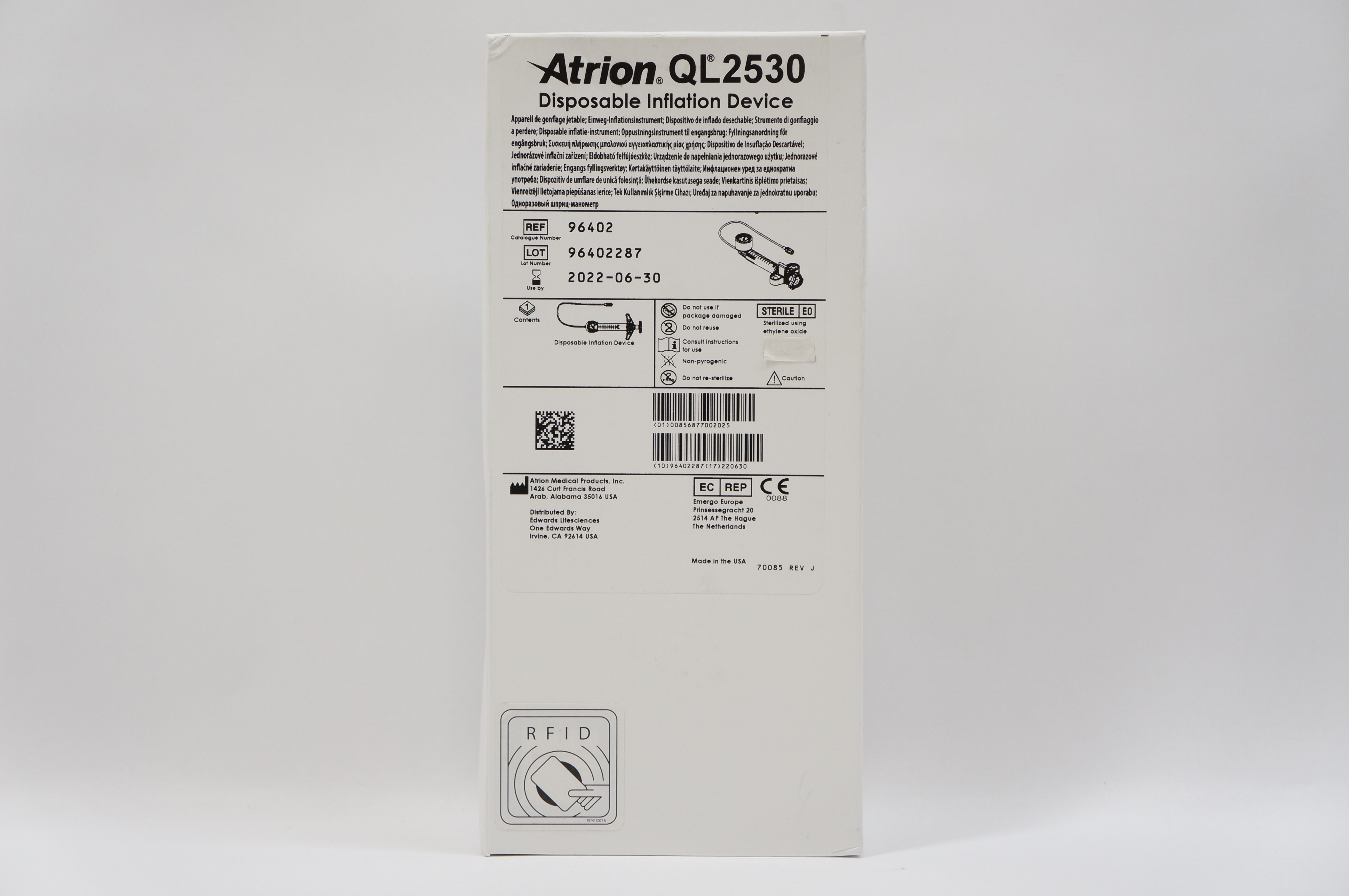Atrion 96402 QL2530 Disposable Inflation Device