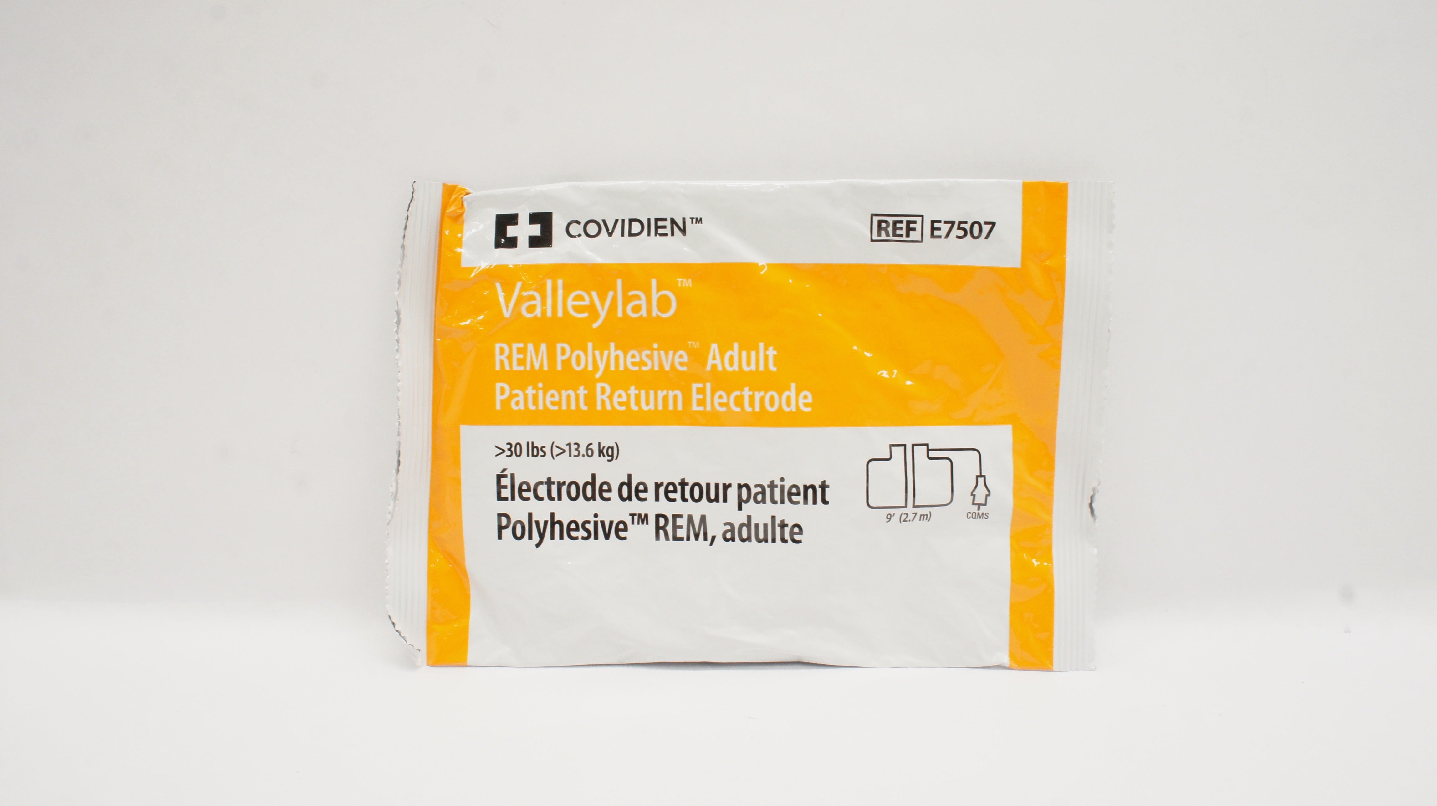 Covidien E7507 Valleylab REM Polyhesive Adult Patient Return Electrode >30lbs