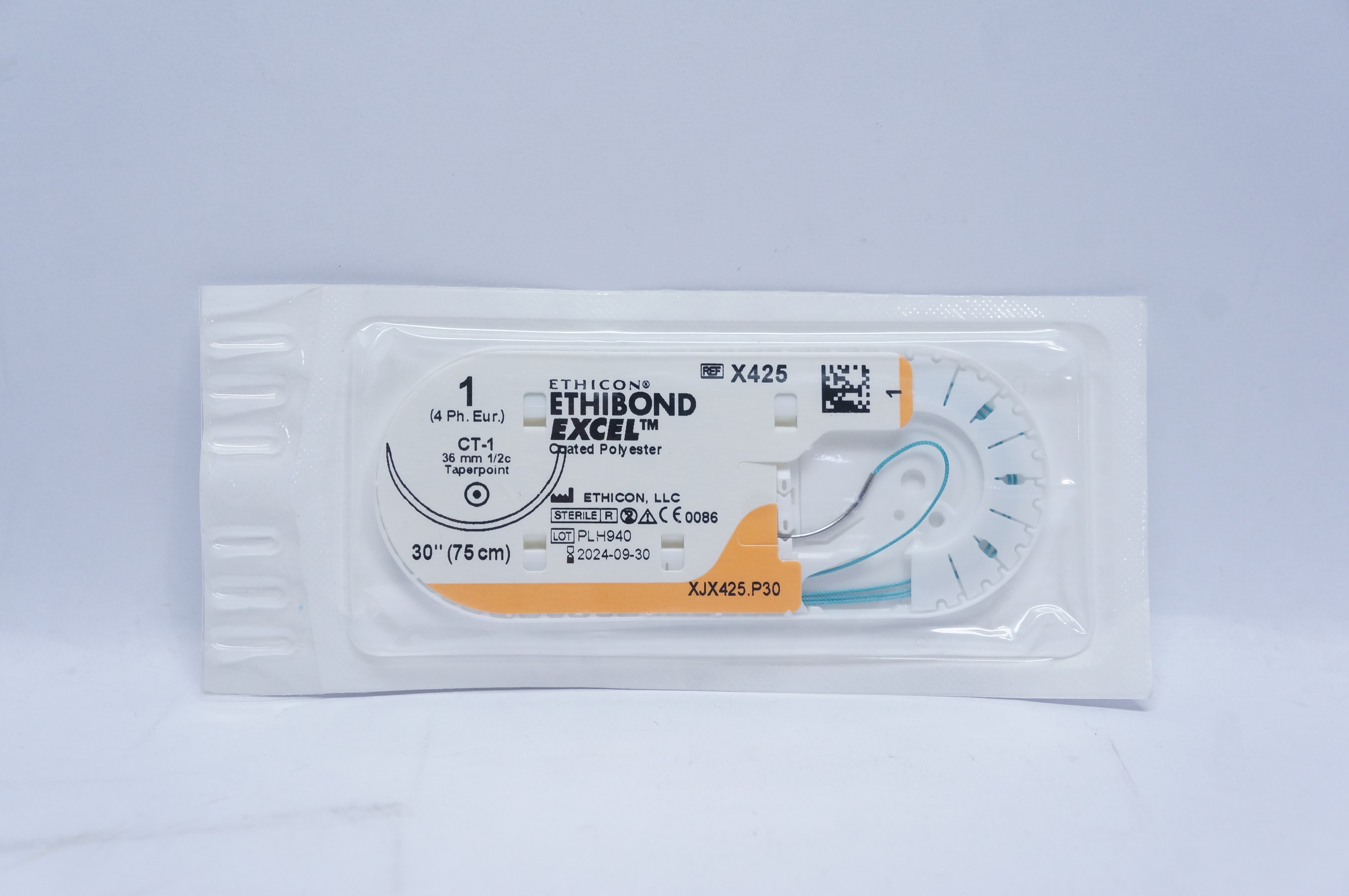 Ethicon X425 1 ETHIBOND EXCEL, CT-1, 36mm 1/2c Taperpoint, 30inch