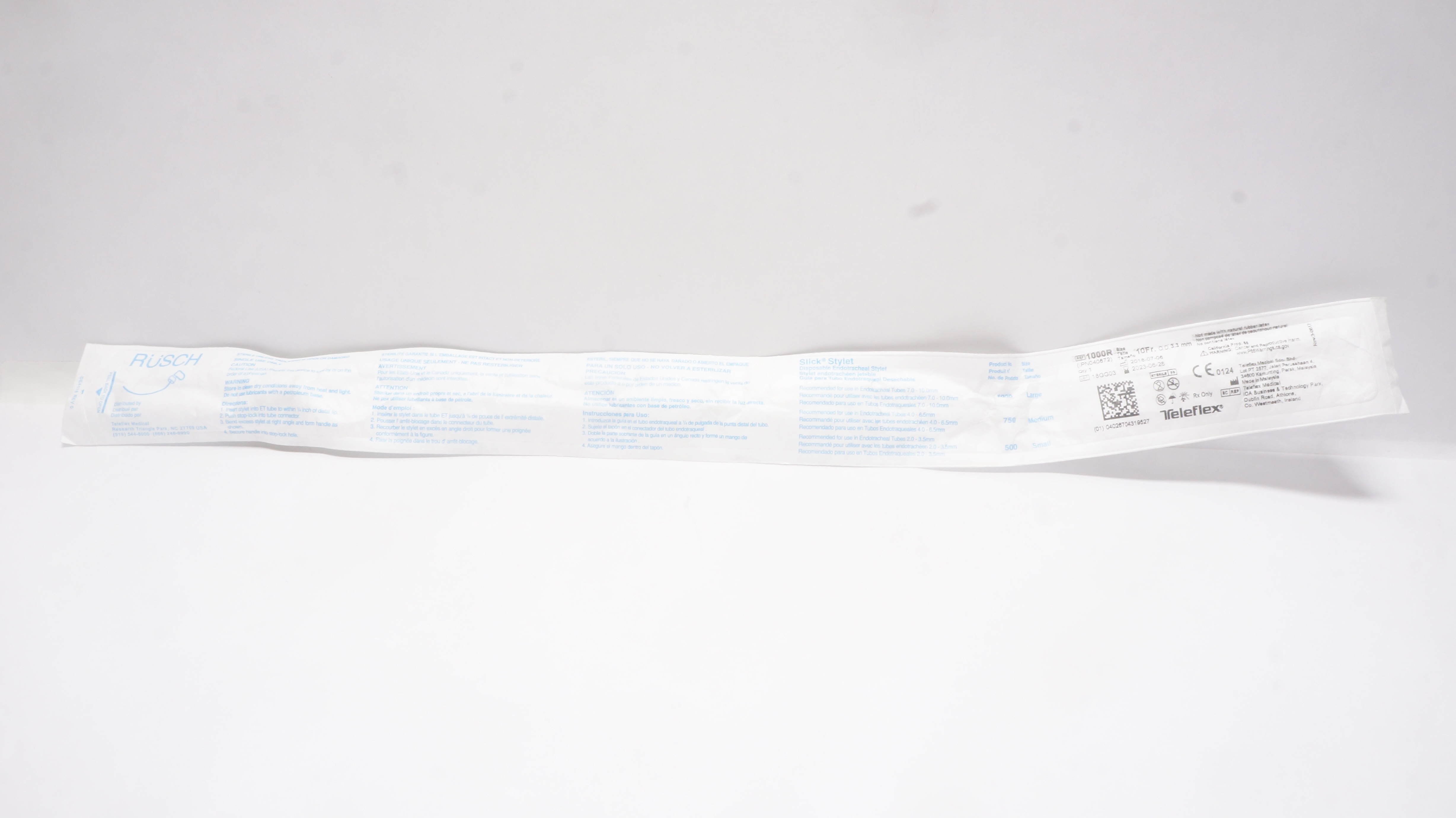 Teleflex 1000R Slick Stylet Disposable Endotracheal Stylet 10Fr. O.D. 3.3mm. (x)