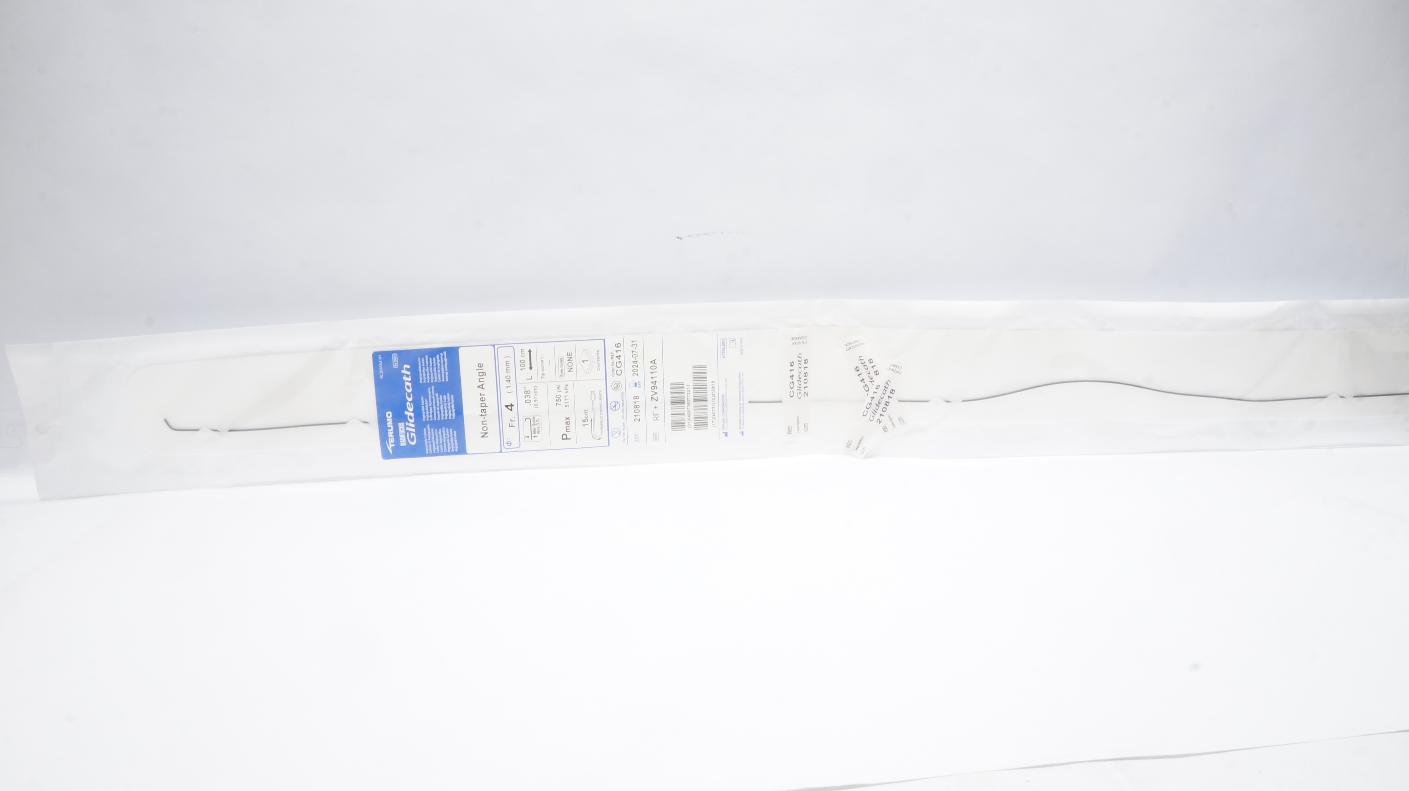 Terumo CG416 Radifocus Glidecath Angiographic Cath. 4Fr x .038inch x 100cm (x)