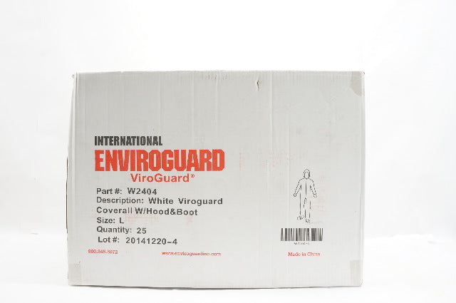 International Enviroguard W2404 ViroGuard White W/Hood&Boot, Size L - Box of 25