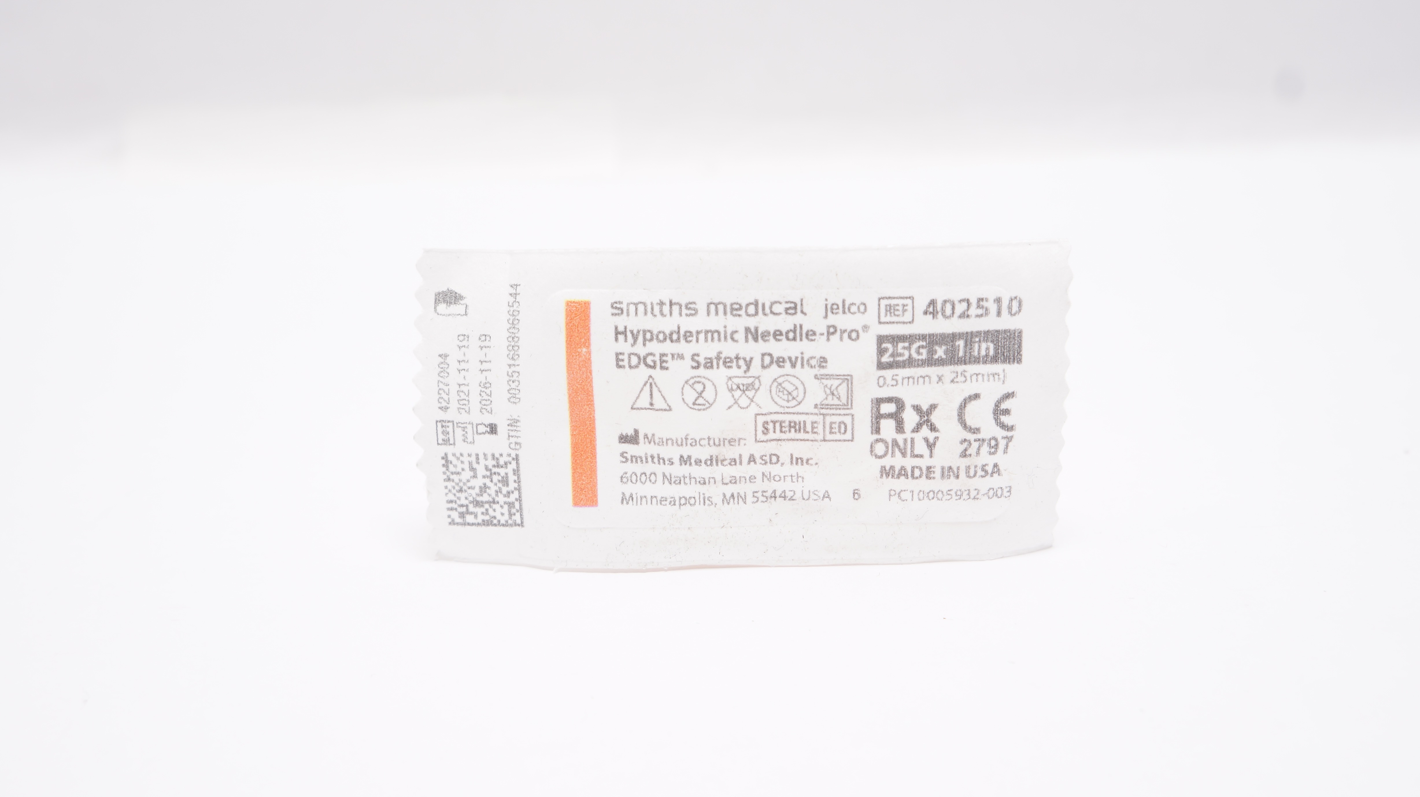 Smiths Medical 402510 Jelco Hypodermic Ndle-Pro EDGE, Safety Device 21G x 1inch