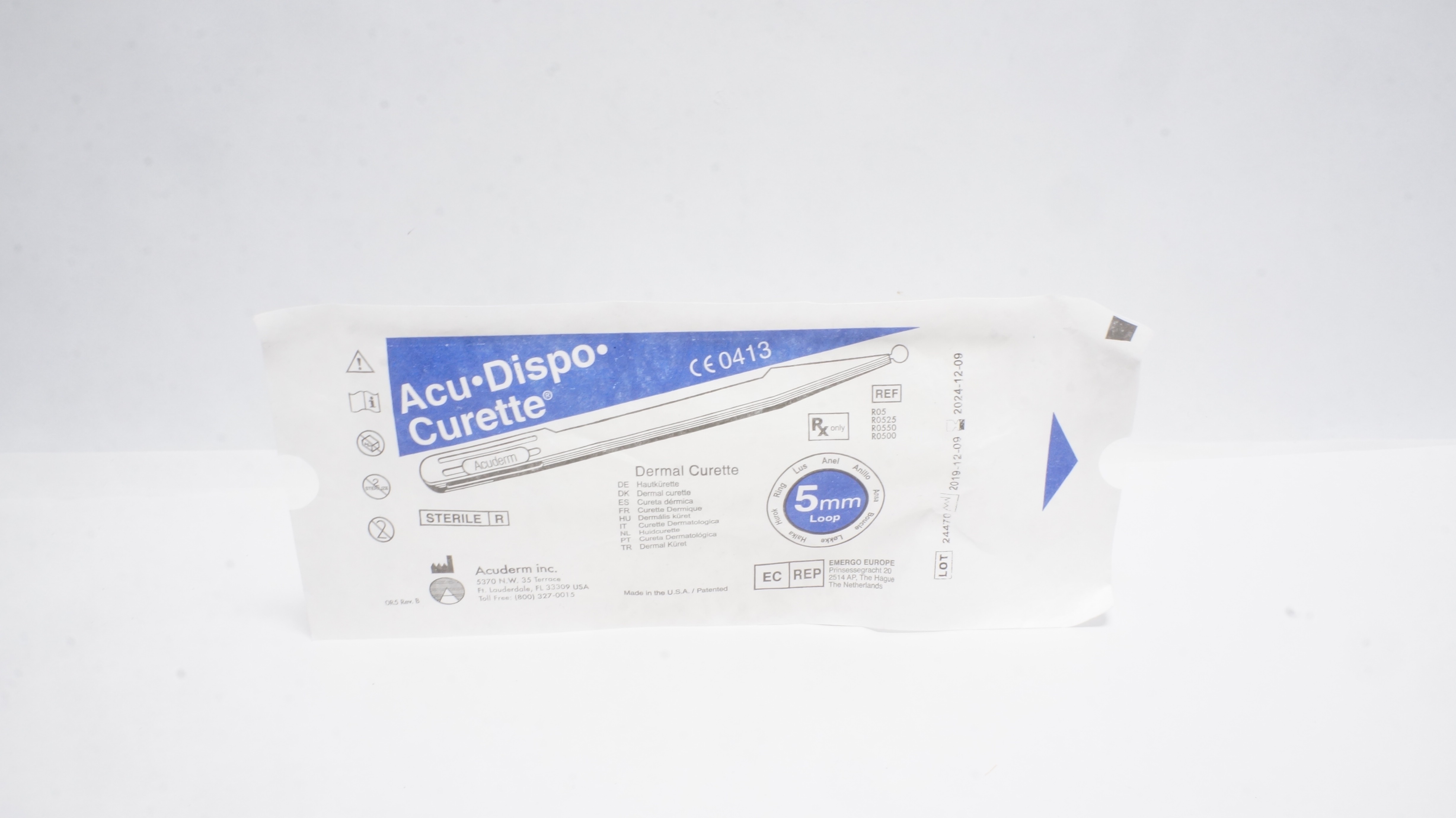 Acuderm R/05/R0525/R0550/R0500 Acu Dispo Dermal Curette 5mm (x)