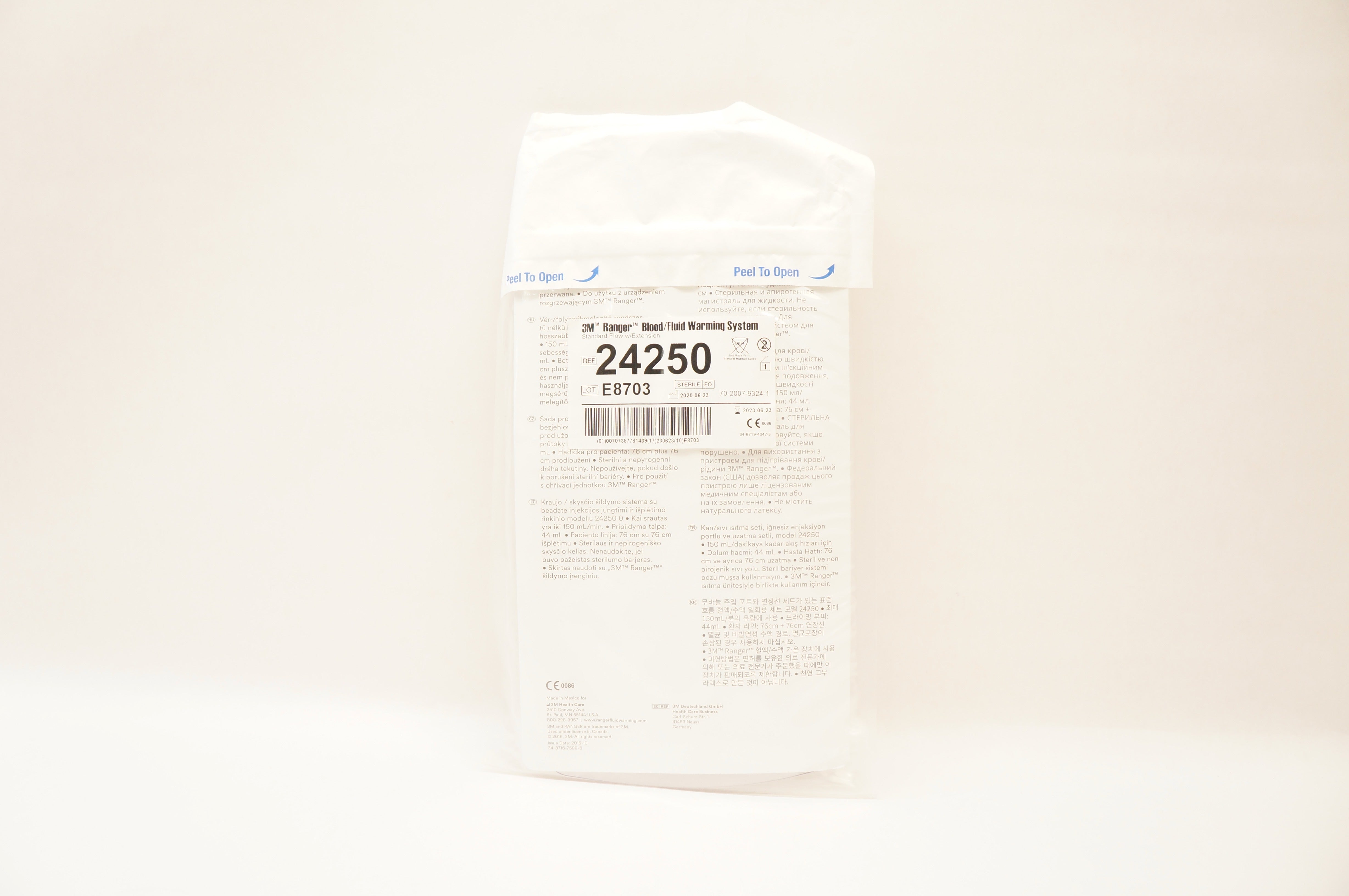 3M 24250 Ranger Blood/Fluid Warming System Standard Flow w/Extension Set (x)