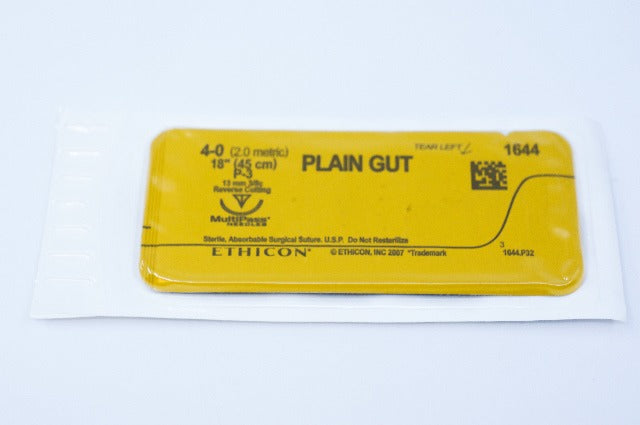 Ethicon 1644 4-0 PLAIN GUT, P-3, 13mm 3/8c, 18inch (x)