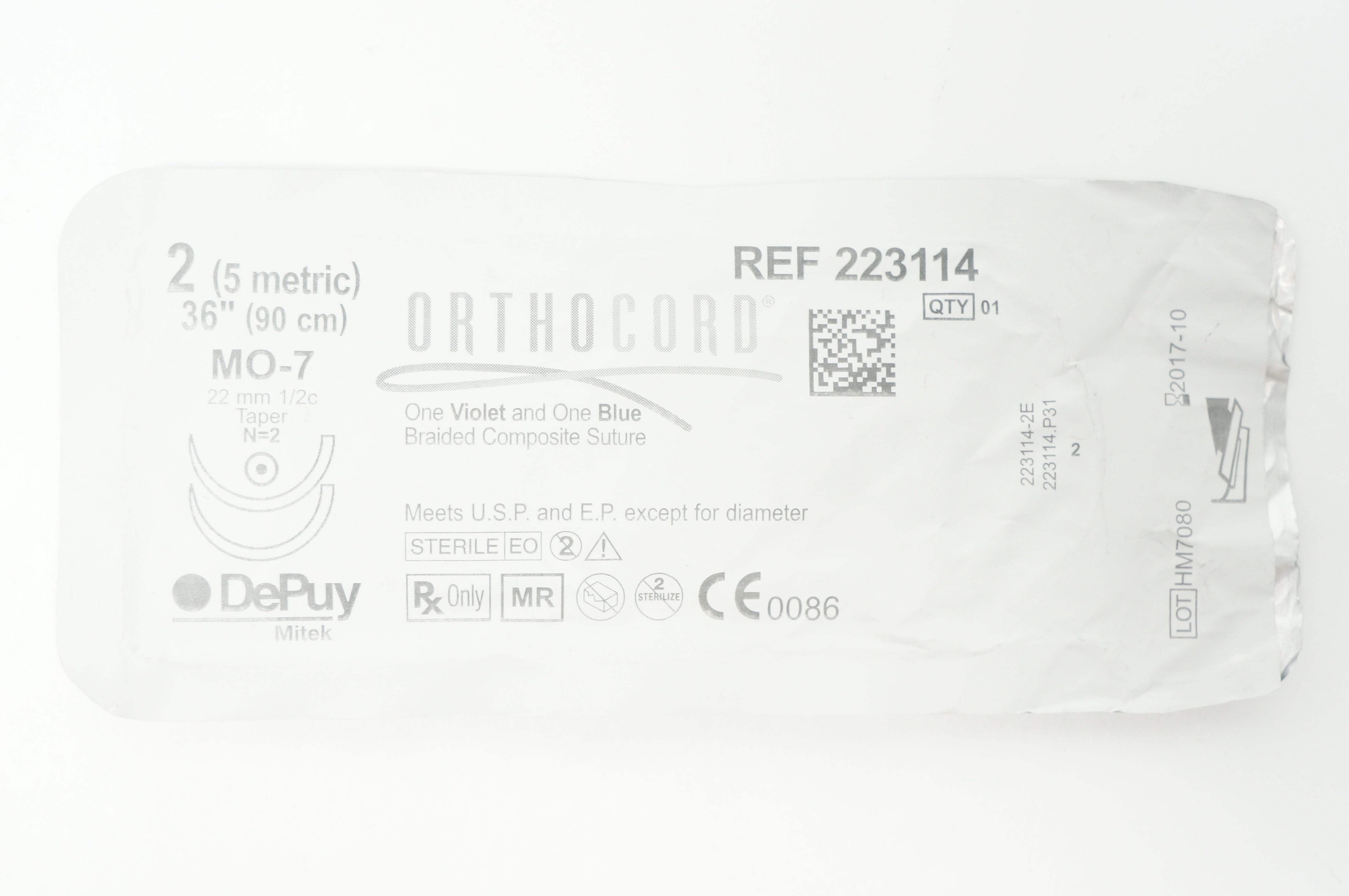 DePuy 223114 Mitek 2 ORTHOCORD MO-7 22mm 1/2c Taper N=2, 36inch (x)