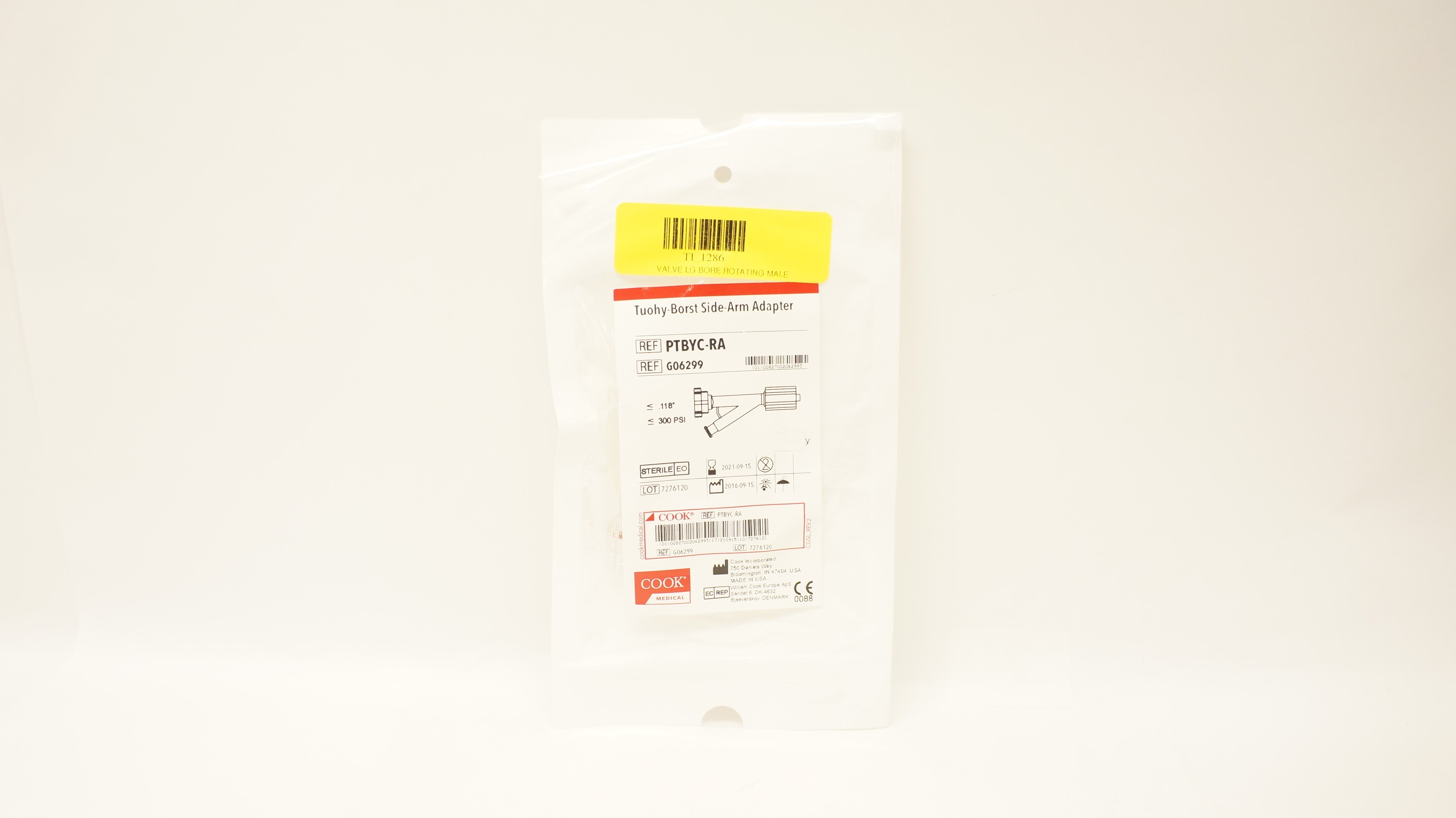 Cook Medical G06299 Tuohy-Borst Side-Arm Adapter ≤118Degree, ≤300PSI (x)