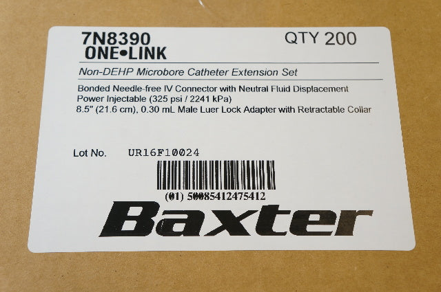 Baxter 7N8390 Non-DEHP Microbore Cath. Extension Set 8.5inch - Box of 200