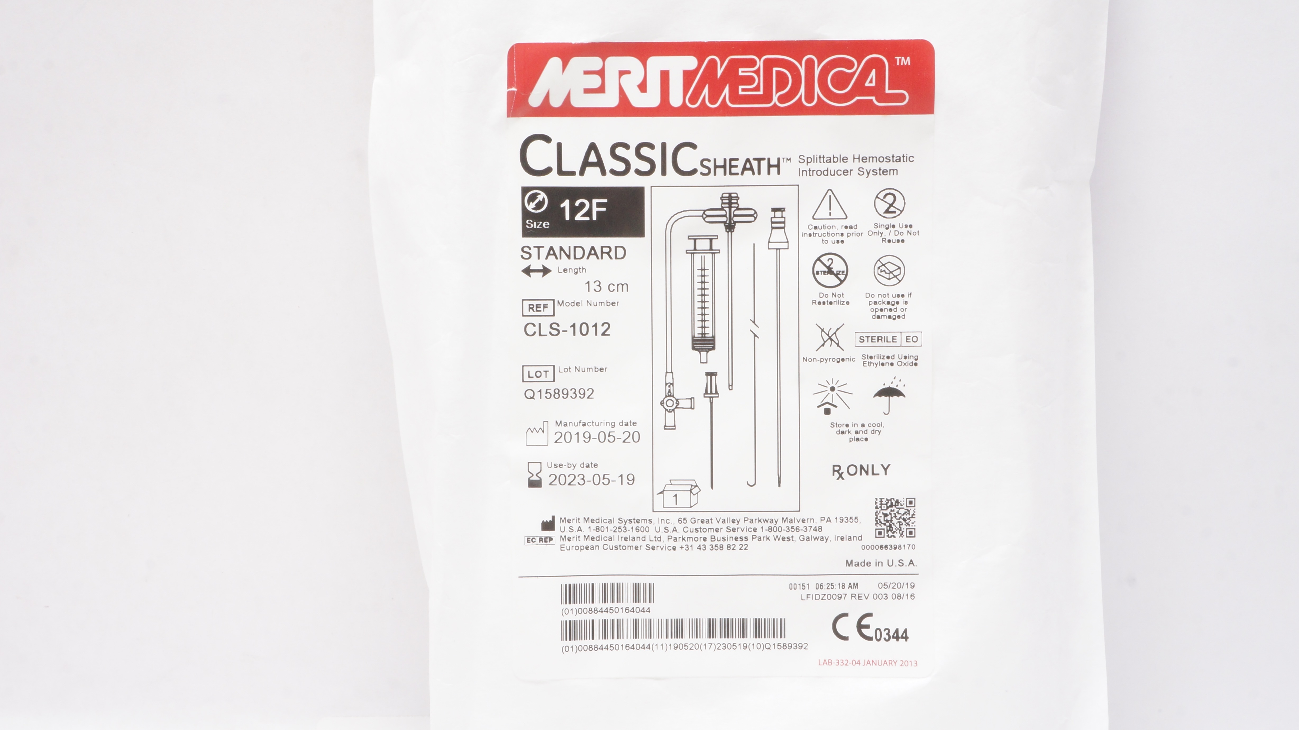 Merit Medical CLS-1012 Classic Sheath Standard 12F x 13cm (x)