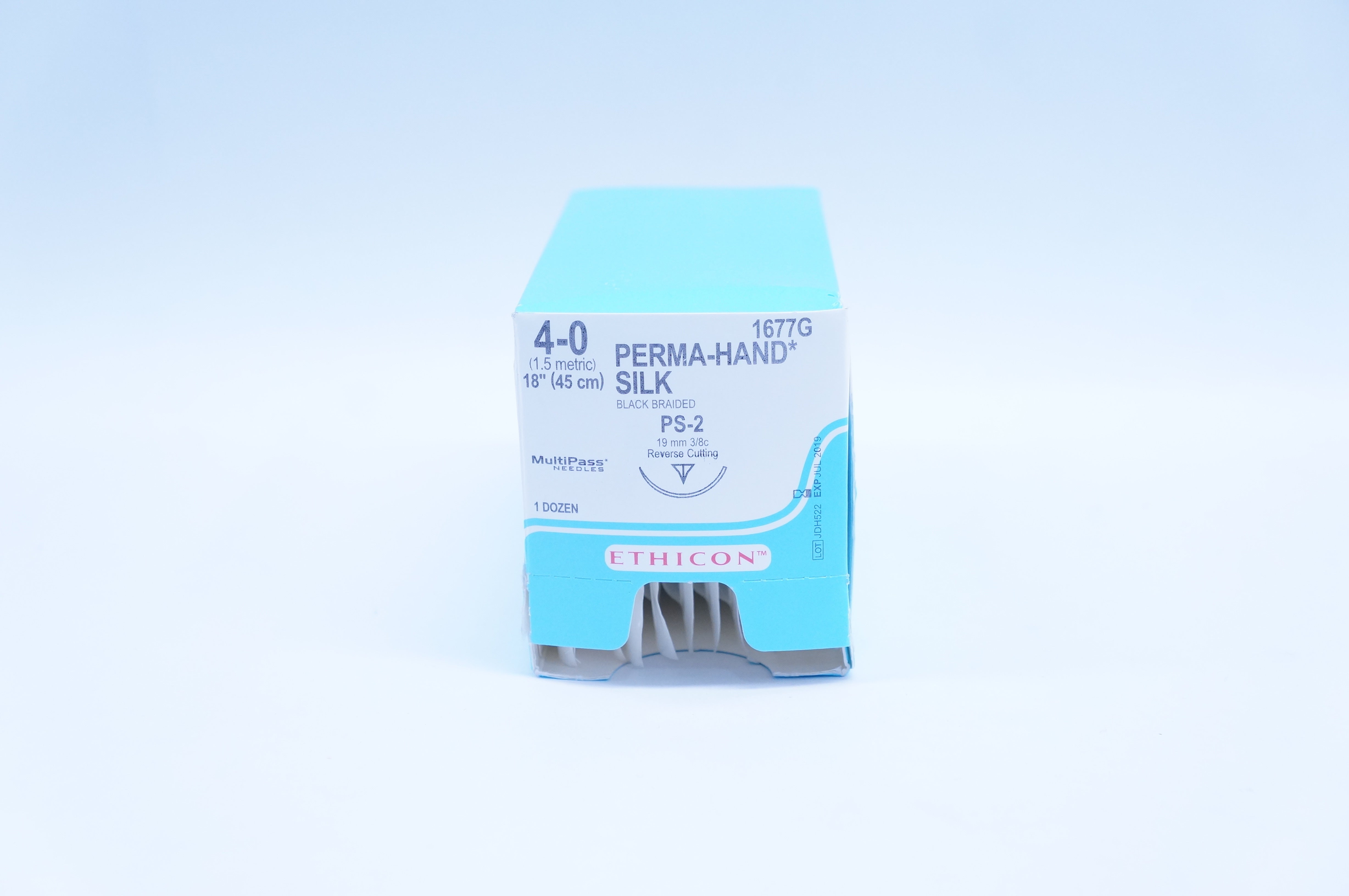 Ethicon 1677G 4-0 Perma-Hand Silk PS-2 19mm 3/8c Reverse Cutting, 18inch (x)