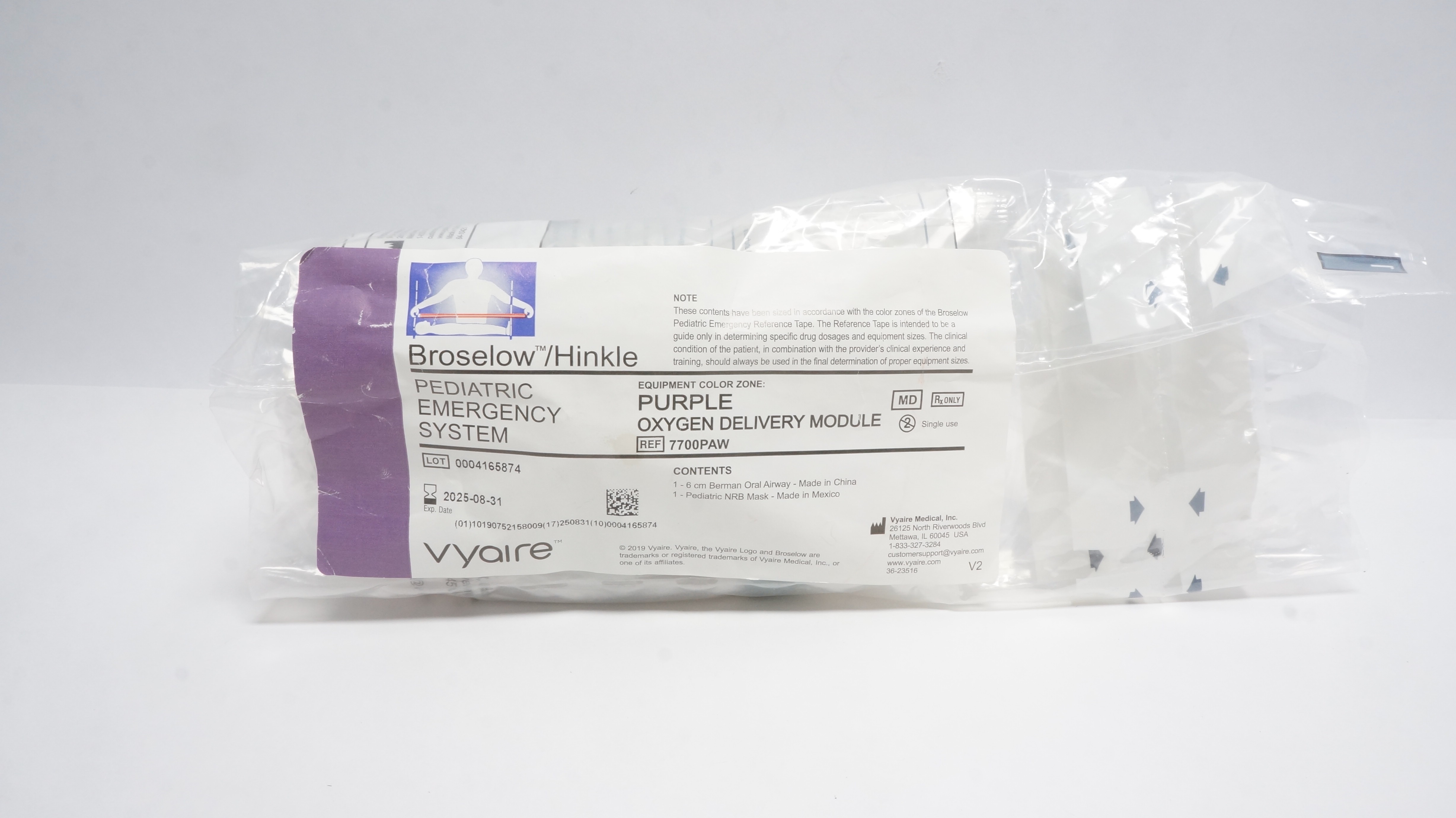CareFusion 7700PAW Broselow/Hinkle Oxygen Delivery Module Purple (x)