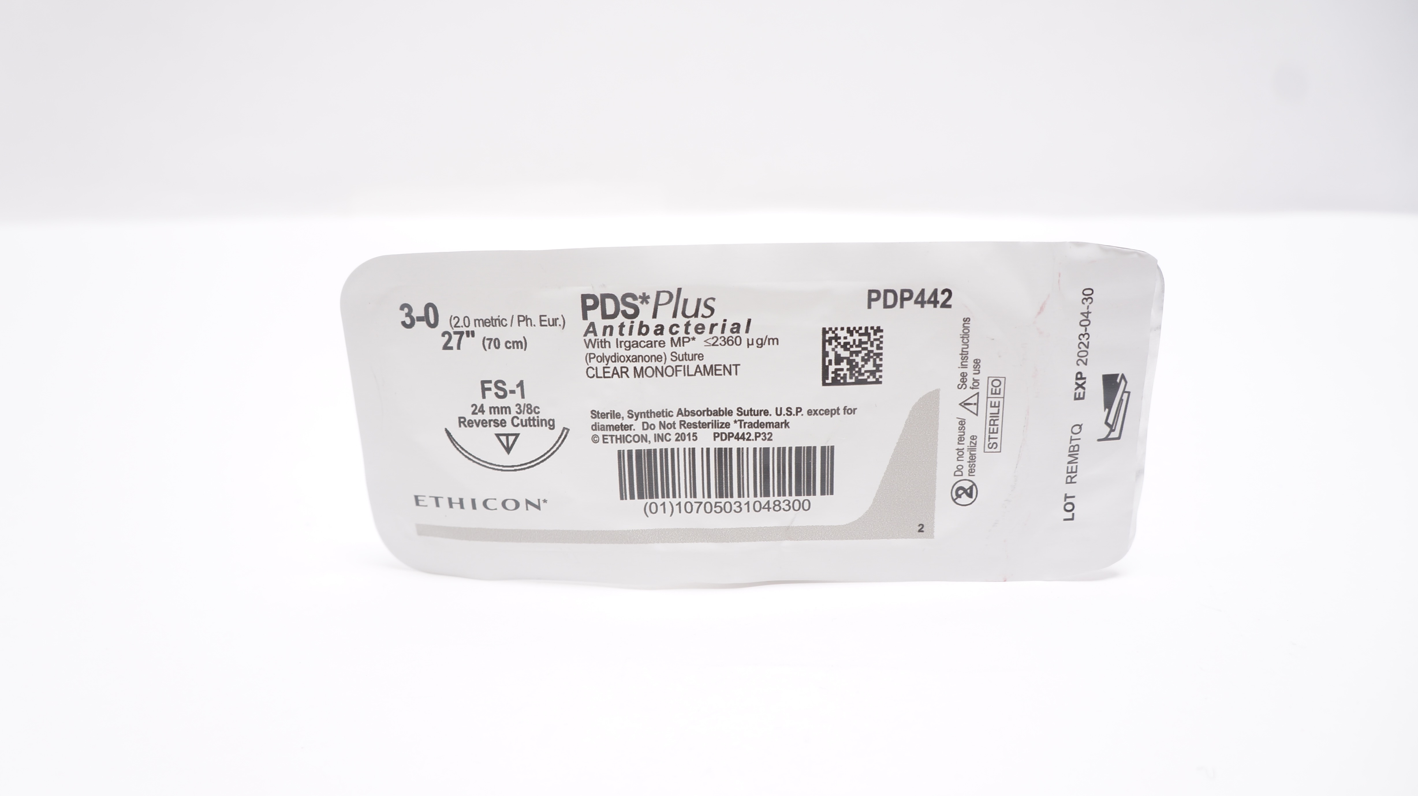 Ethicon PDP442 3-0 PDS  Plus, FS-1 24mm 3/8c Reverse Cutting, 27inch (x)