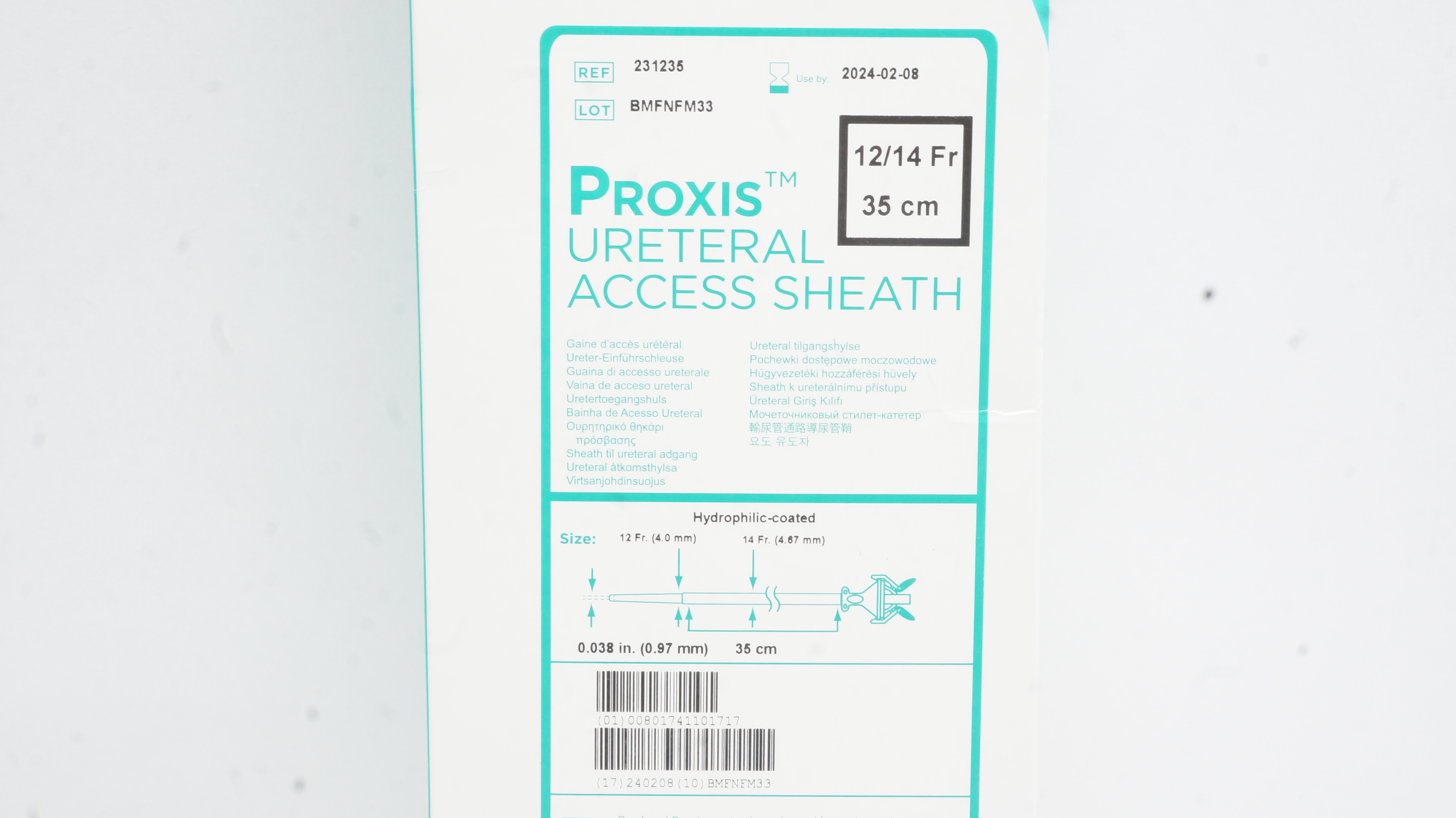 Bard 231235 Proxis Ureteral Access Sheath 12/14Fr 35cm (x)