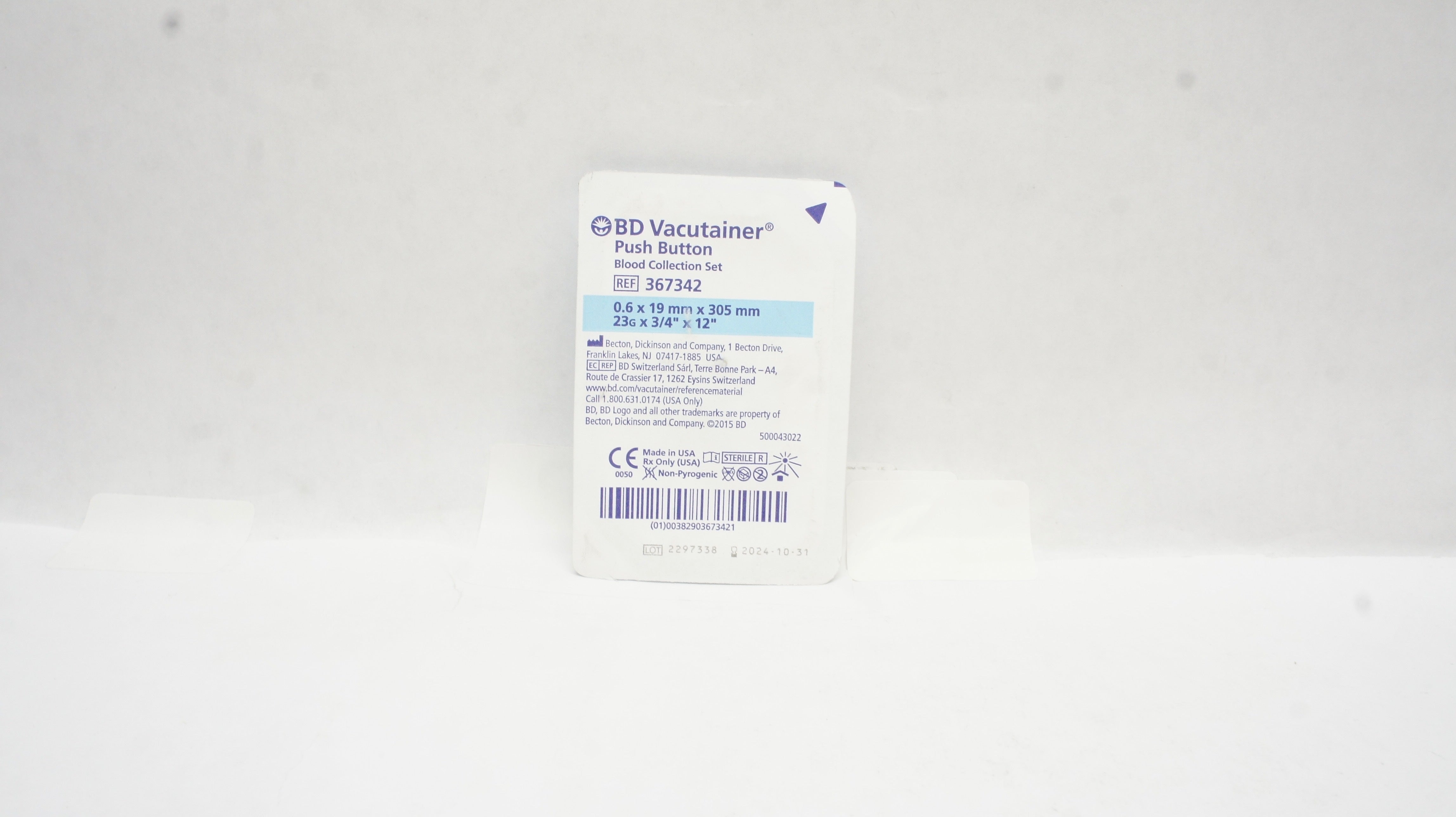 BD 367342 Vacutainer Push Button Blood Collection Set 23G x 3/4inch x 12inch