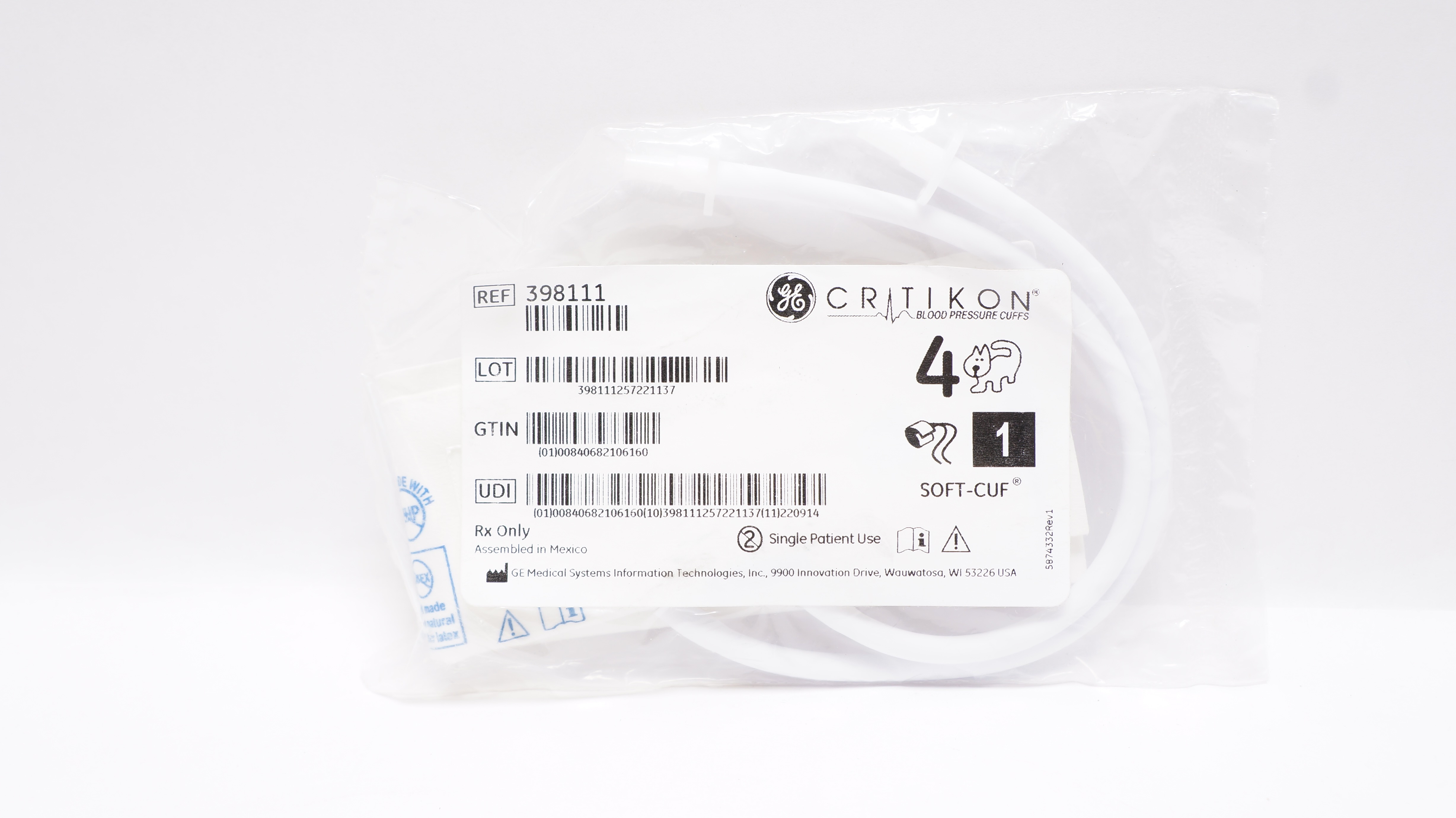 GE Medical 2524 Critikon Blood Pressure Cuffs, Soft-Cuf Size 4, 7-13cm
