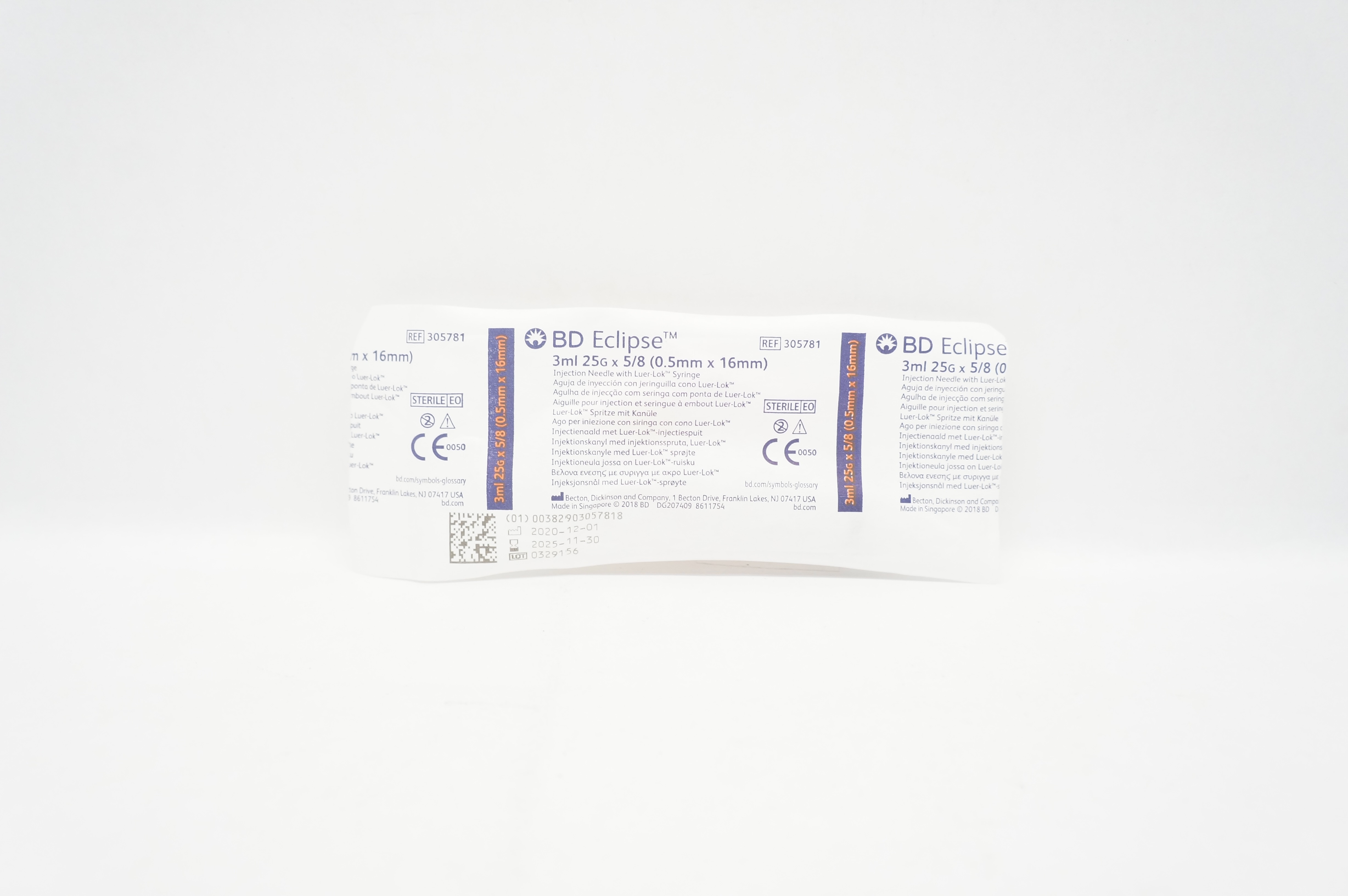 BD 305781 Eclipse Injection Ndle with Luer-Lock Syringe 3ml x 25G x 5/8 inch