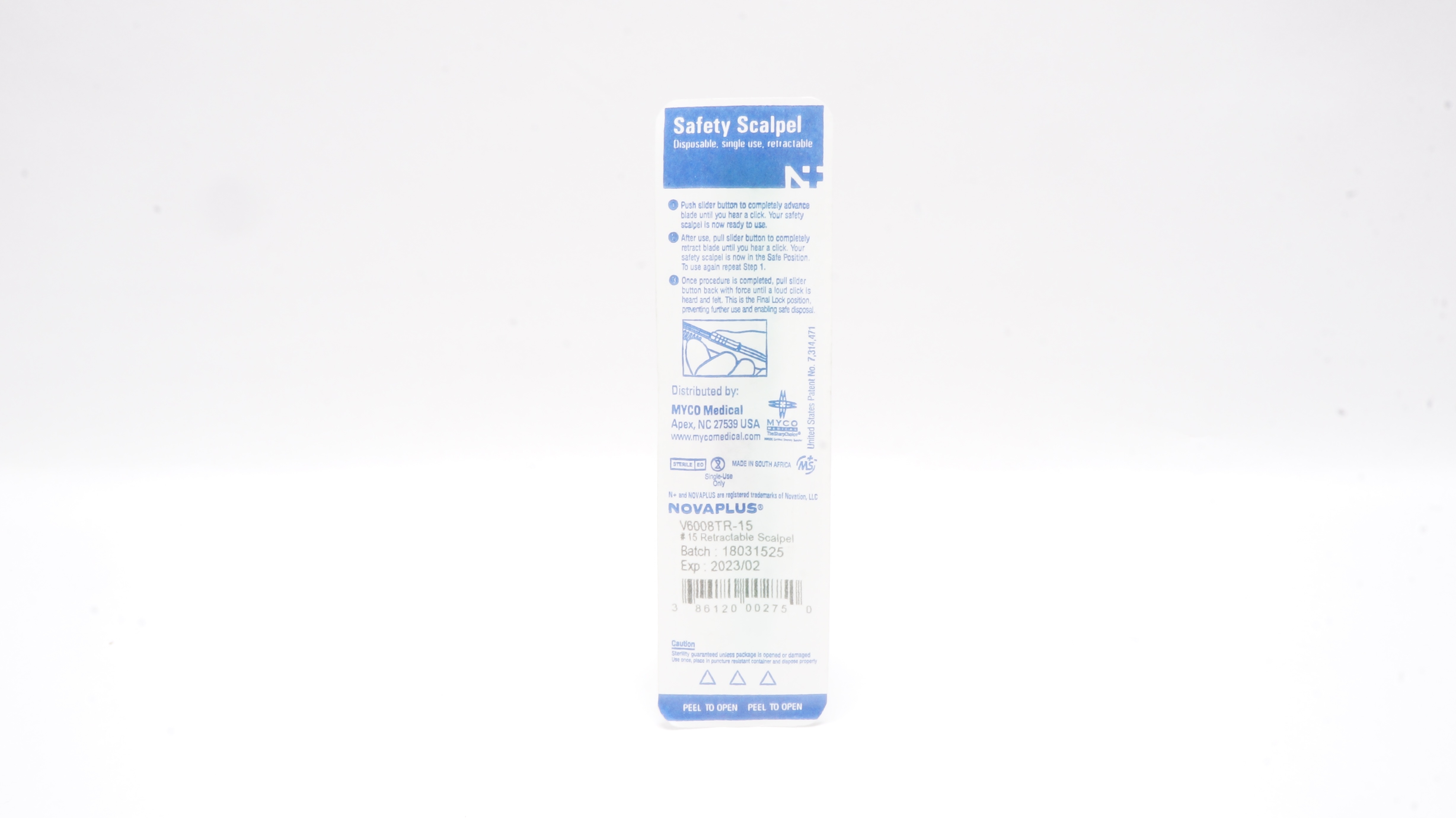 MYCO Medical V6008TR-15 Novaplus Retractable Safety Scalpel #15 (x)