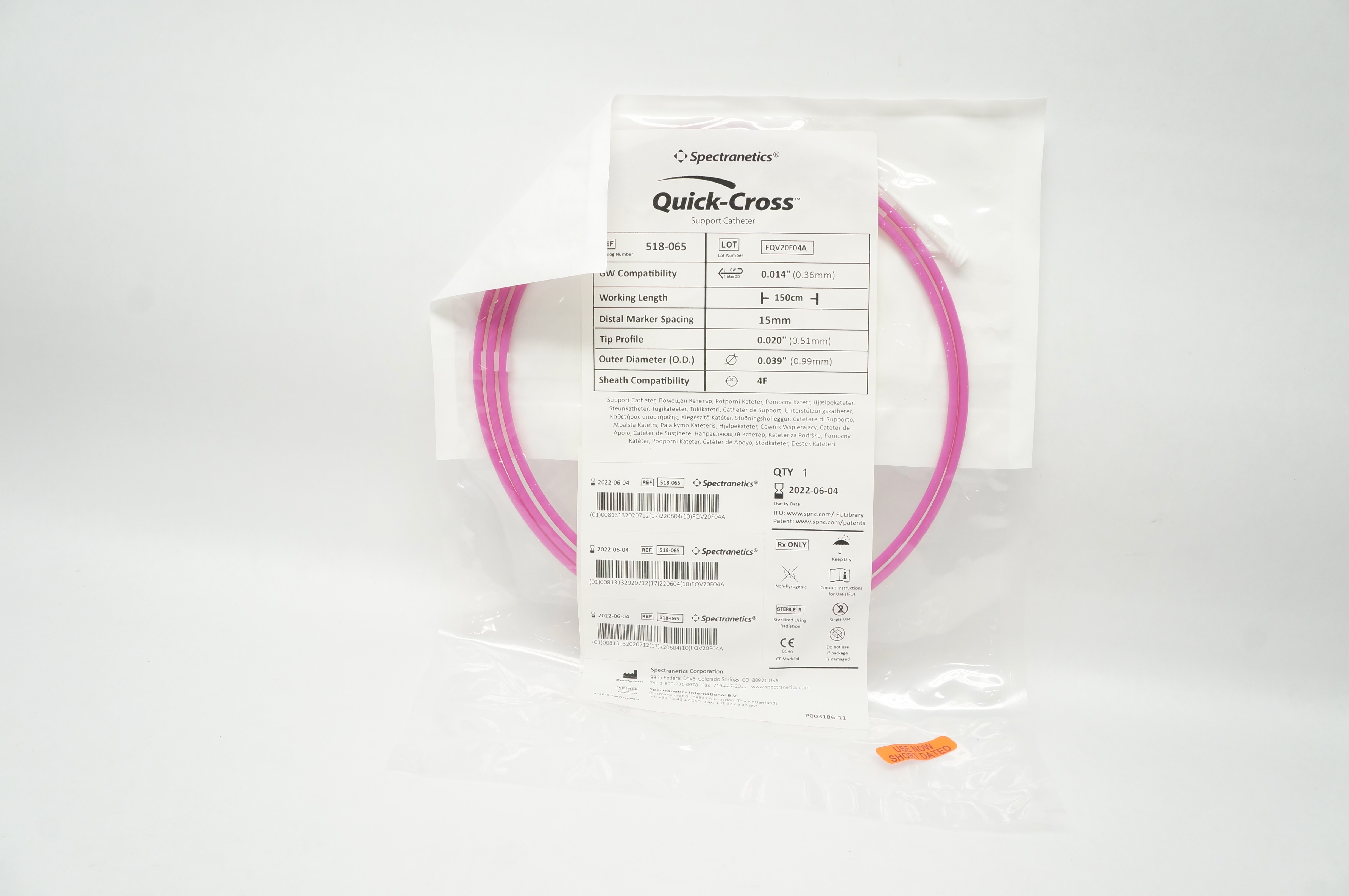 Spectranetics 518-065 Quick-Cross Support Cath. 4F x 0.014 inch x 150 cm (x)