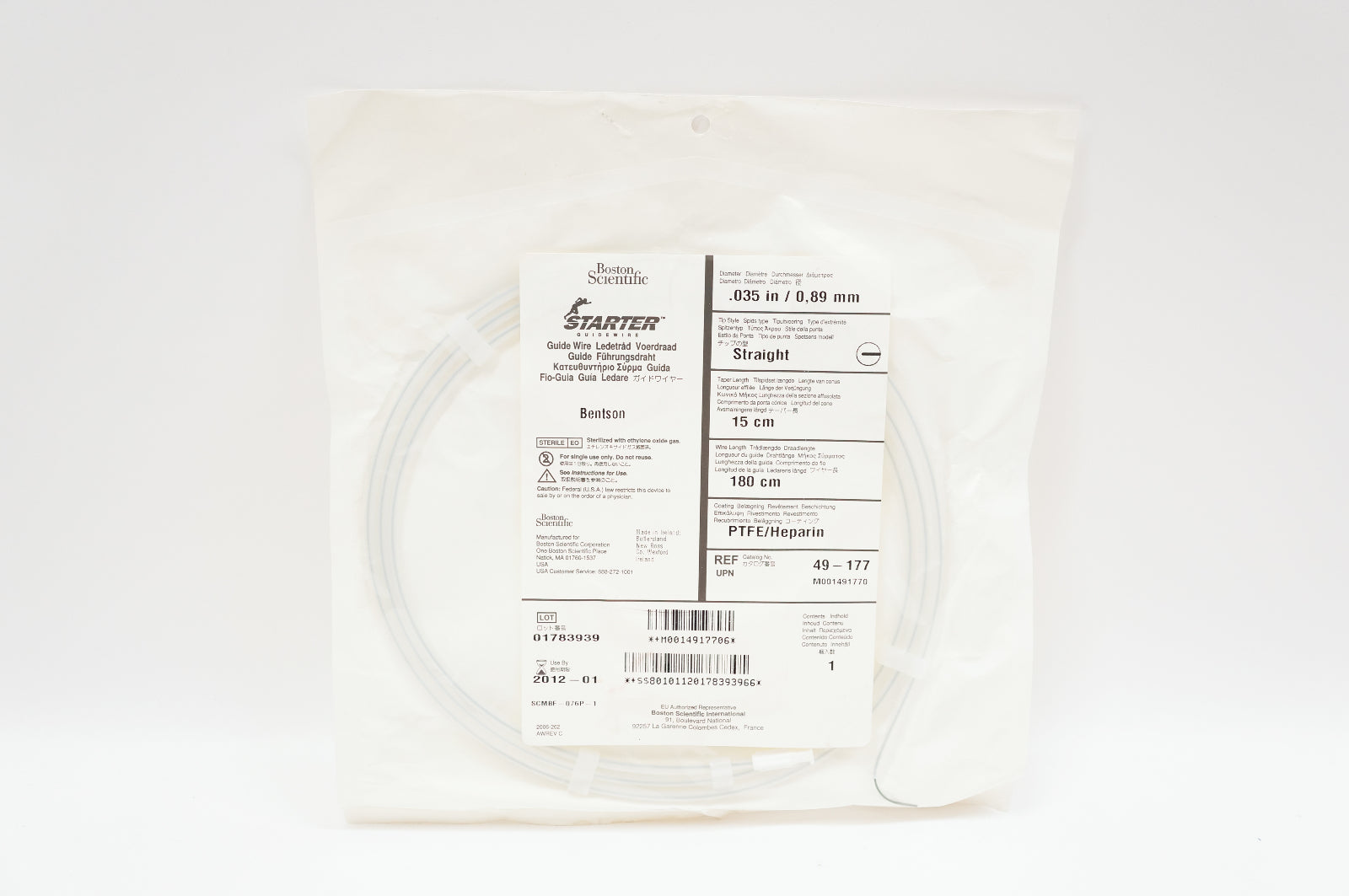 Boston Scientific 49-177 Starter Guide Wire, Straight 15cm x 180cm (x)