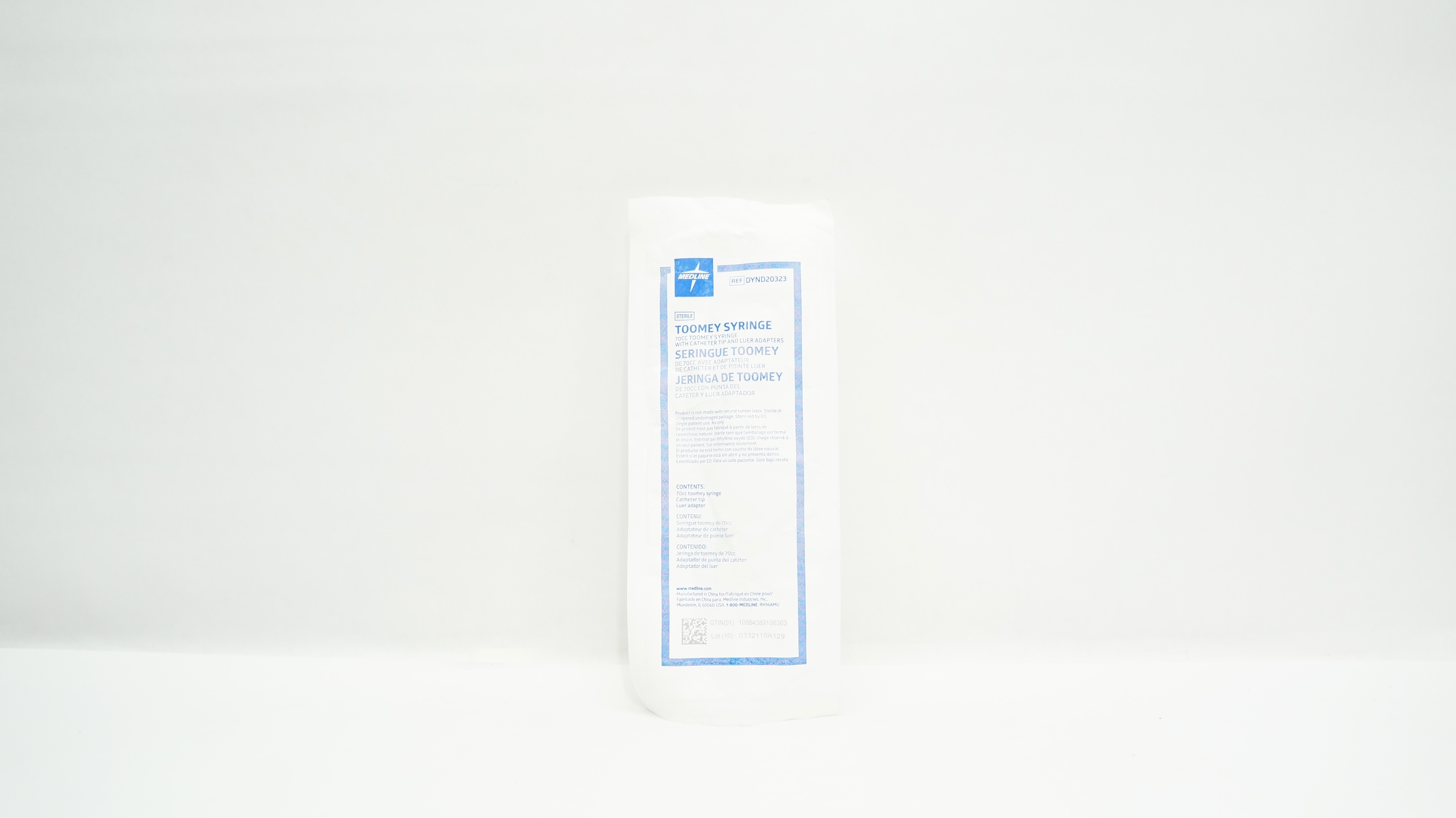 Medline DYND20323 Toomey Syringe 70cc with Cath. Tip and Luer Adapters