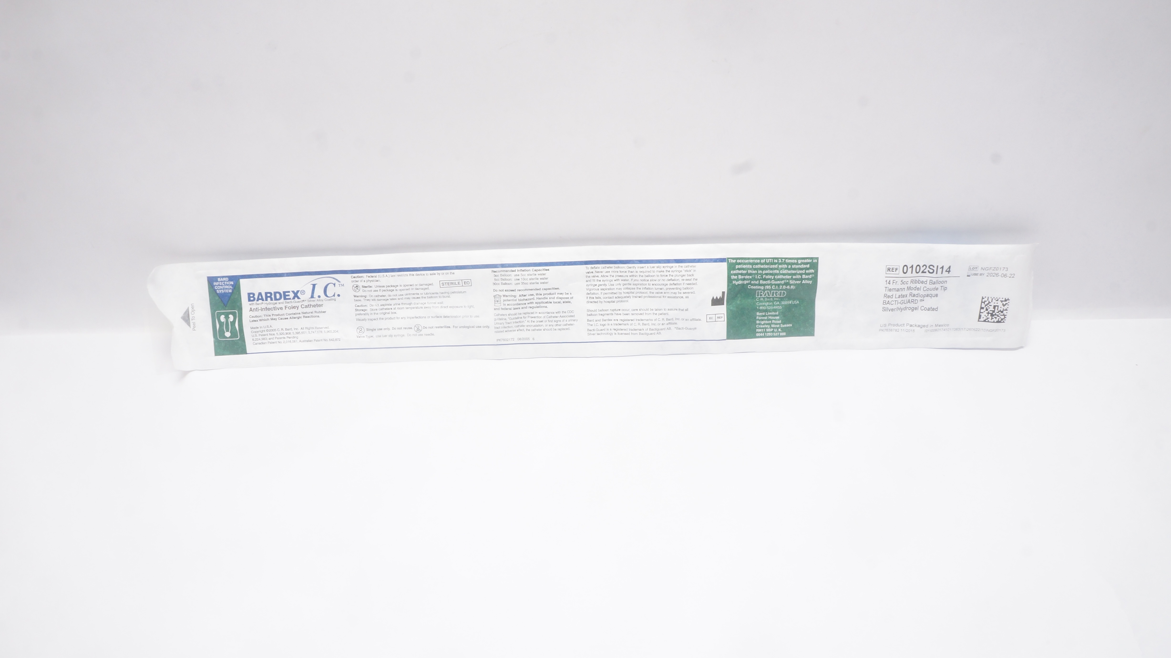 Bard 0102SI14 Bardex I.C. Foley Catheter 14Fr 5cc