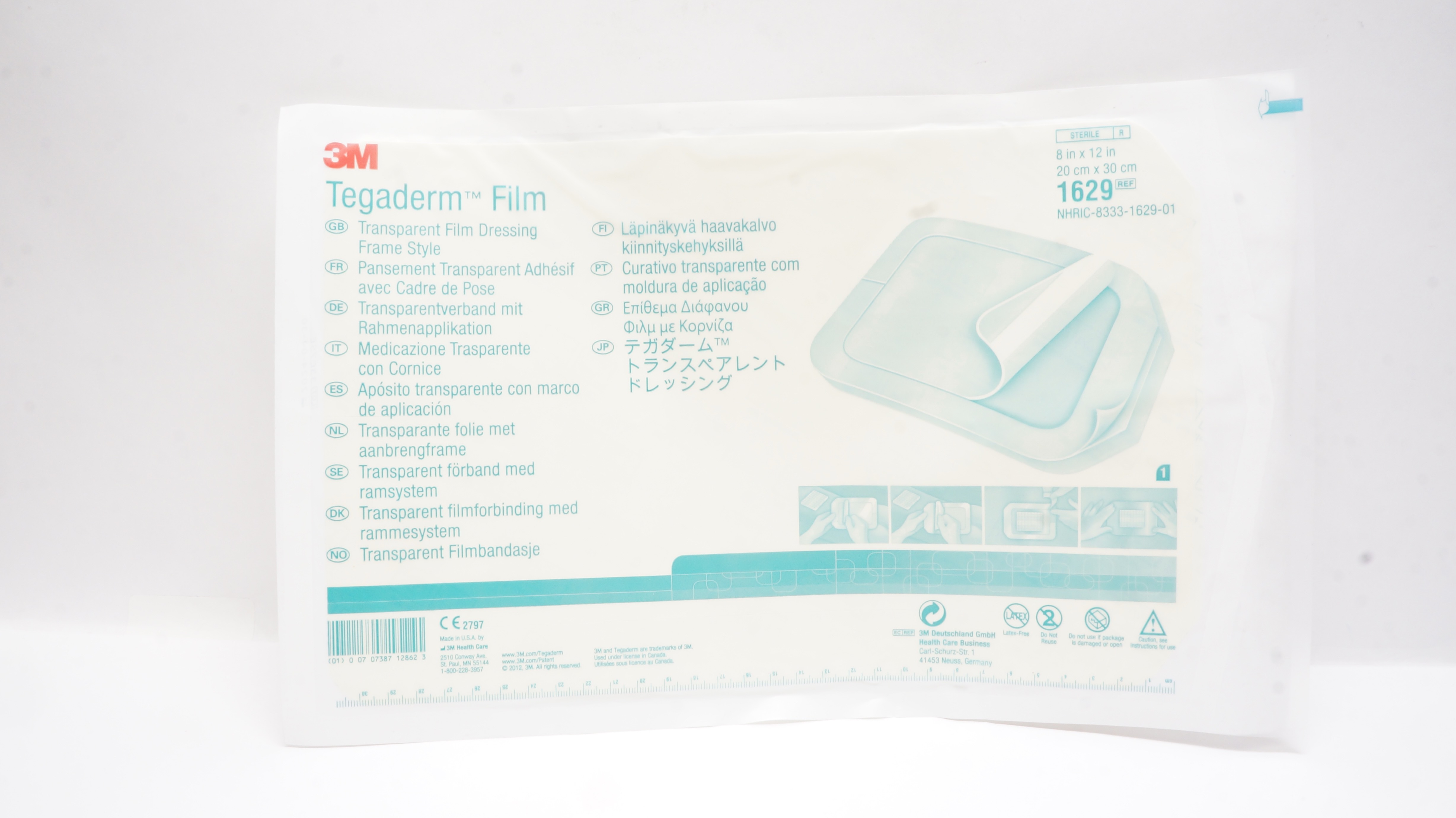 3M 1629 Tegaderm Transparent Film Dressing Frame Style 8inch x 12inch