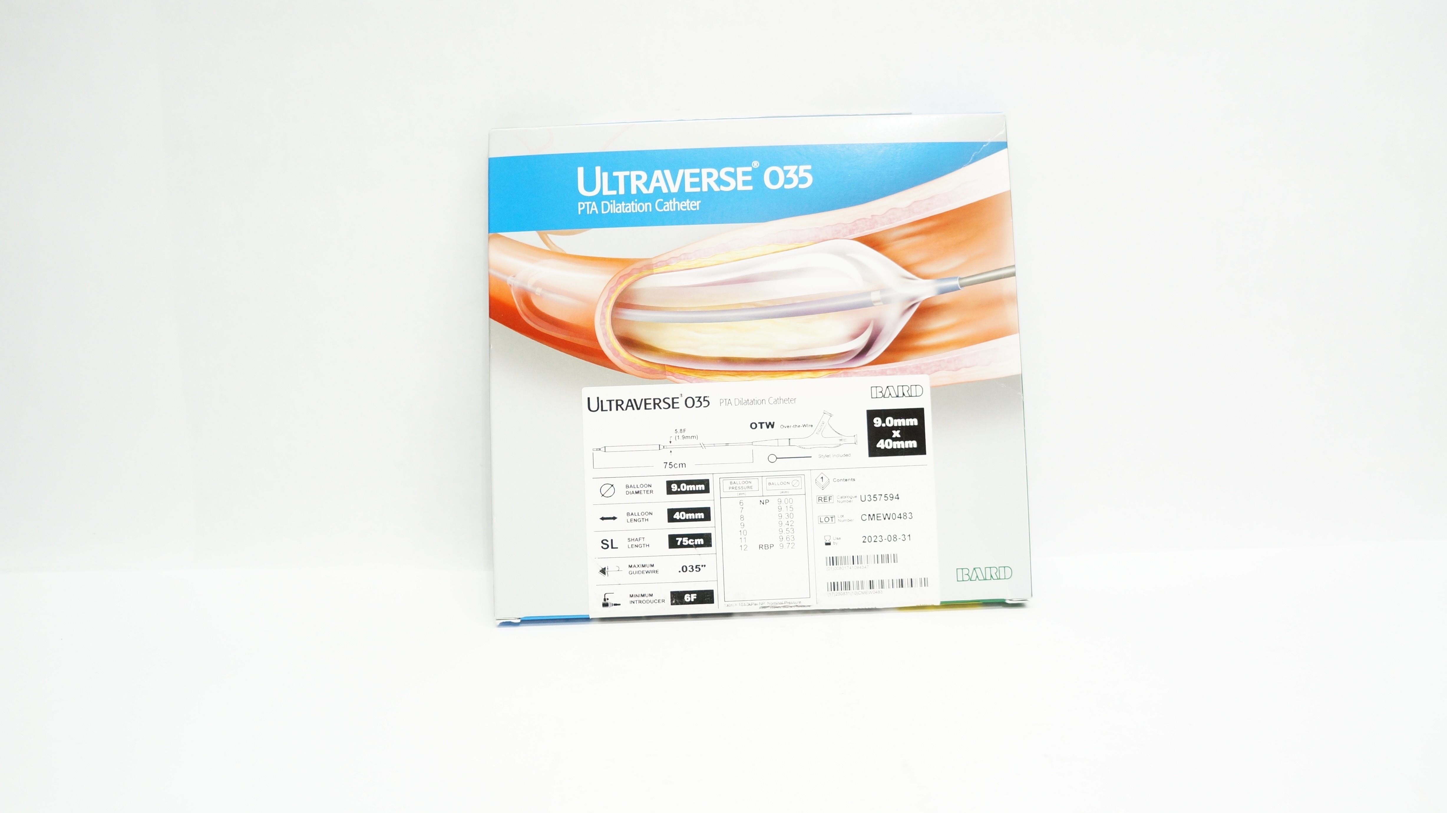 Bard U357594 Ultraverse 035 PTA Dilatation Cath. 9mm x 40mm (x)