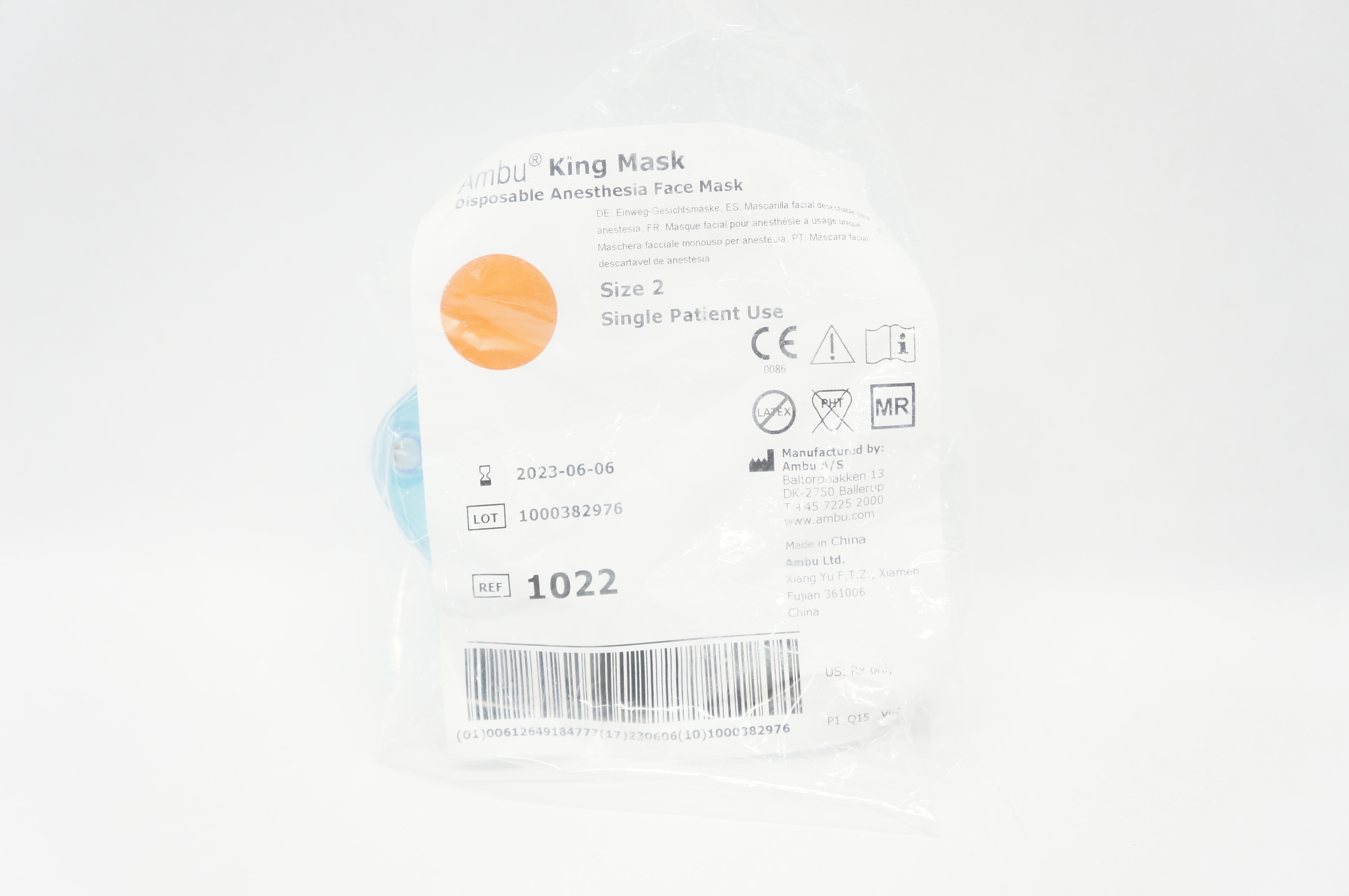 AMBU 1022 King Mask Disposable Anesthesia Face Mask, Size 2