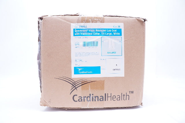 Cardinal Health 2304LC Converters Fluid Resistant Lab Coat XXL White- Case of 25