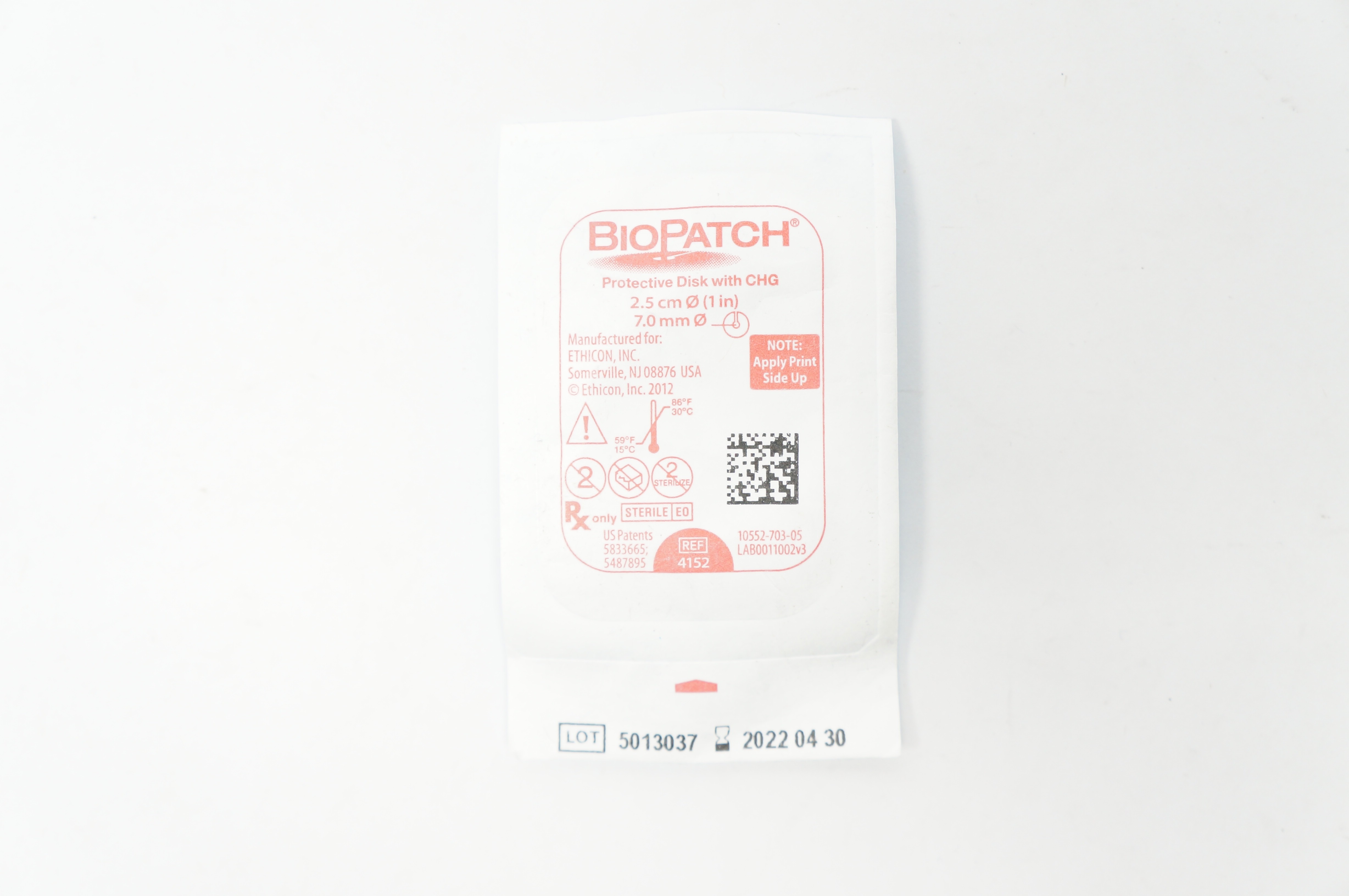 Ethicon 4152 BioPatch Protective Disk with CHG 1 in. x 7.0 mm (x)