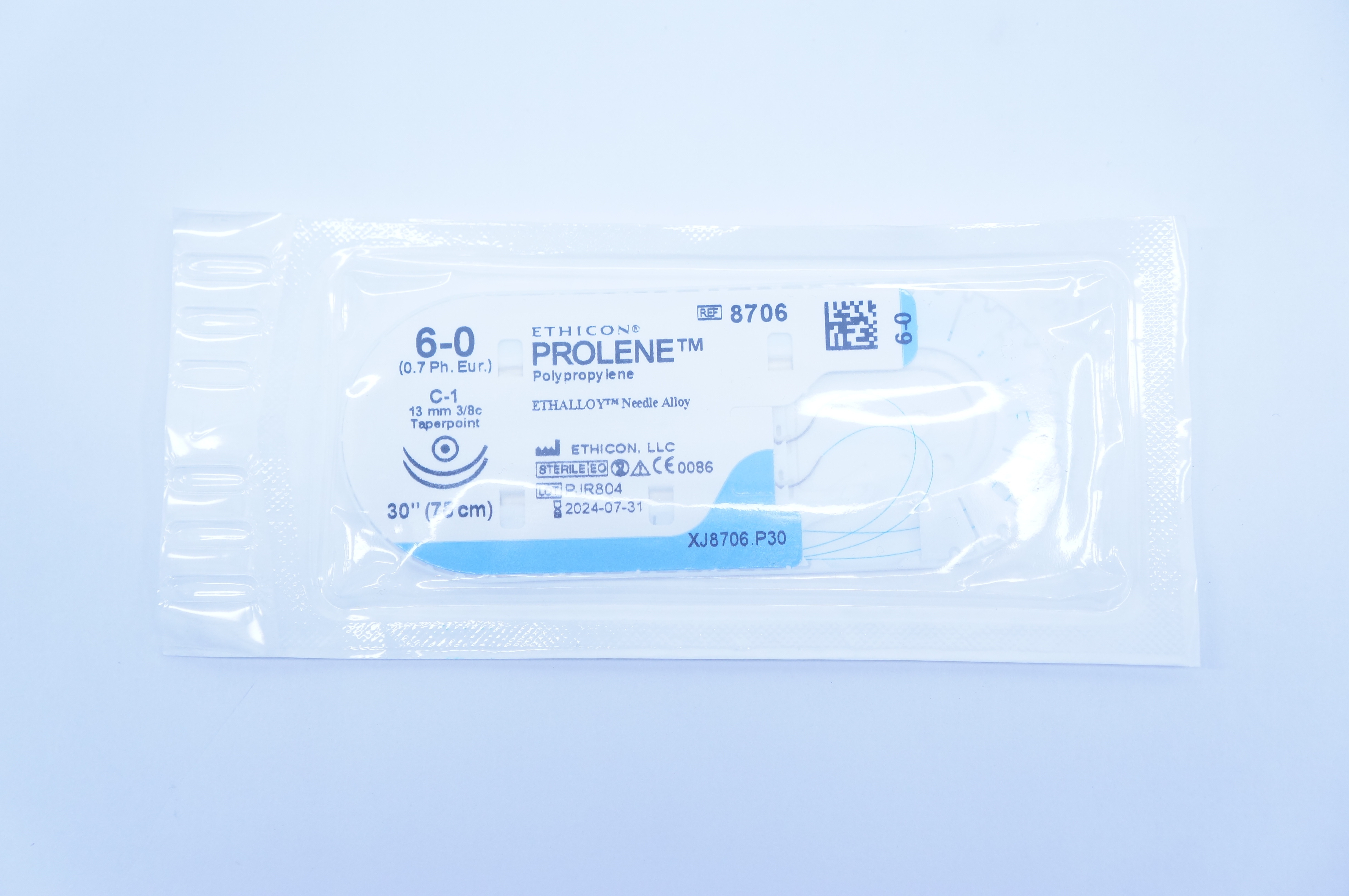 Ethicon 8706 6-0 PROLENE, C-1, 13mm 3/8c Taperpoint, 30inch