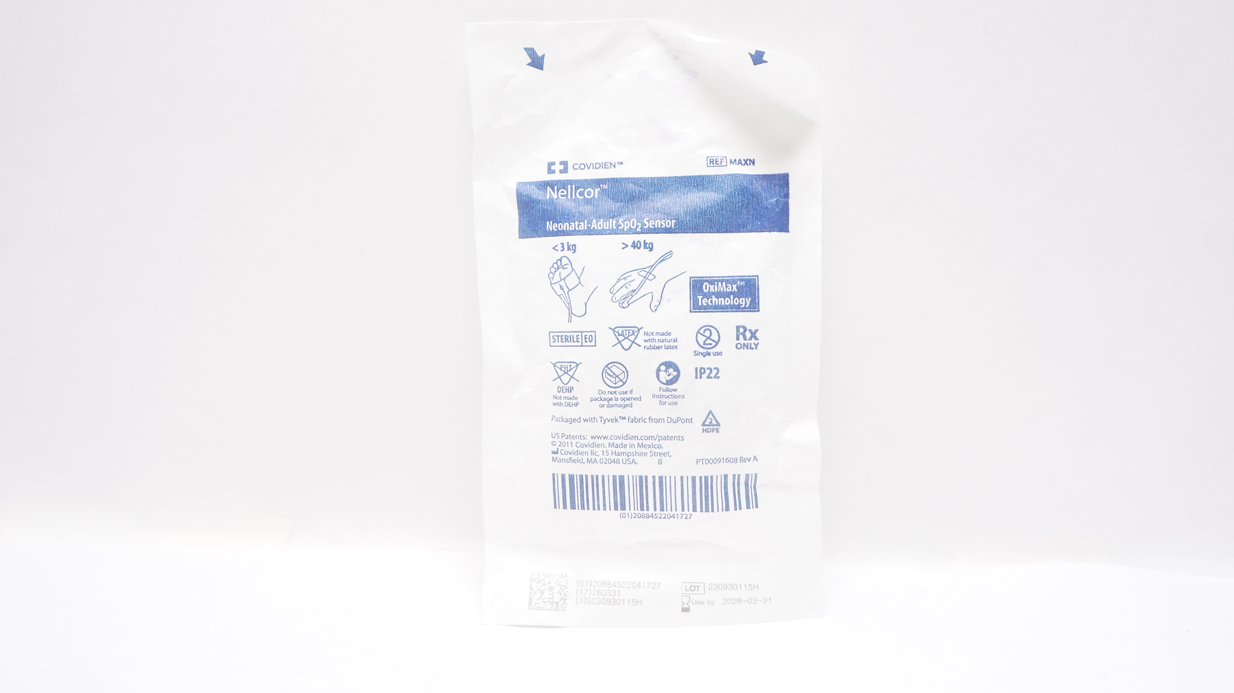Covidien MAXN Nellcor Neonatal-Adult SpO₂ Sensor <3kg >40kg