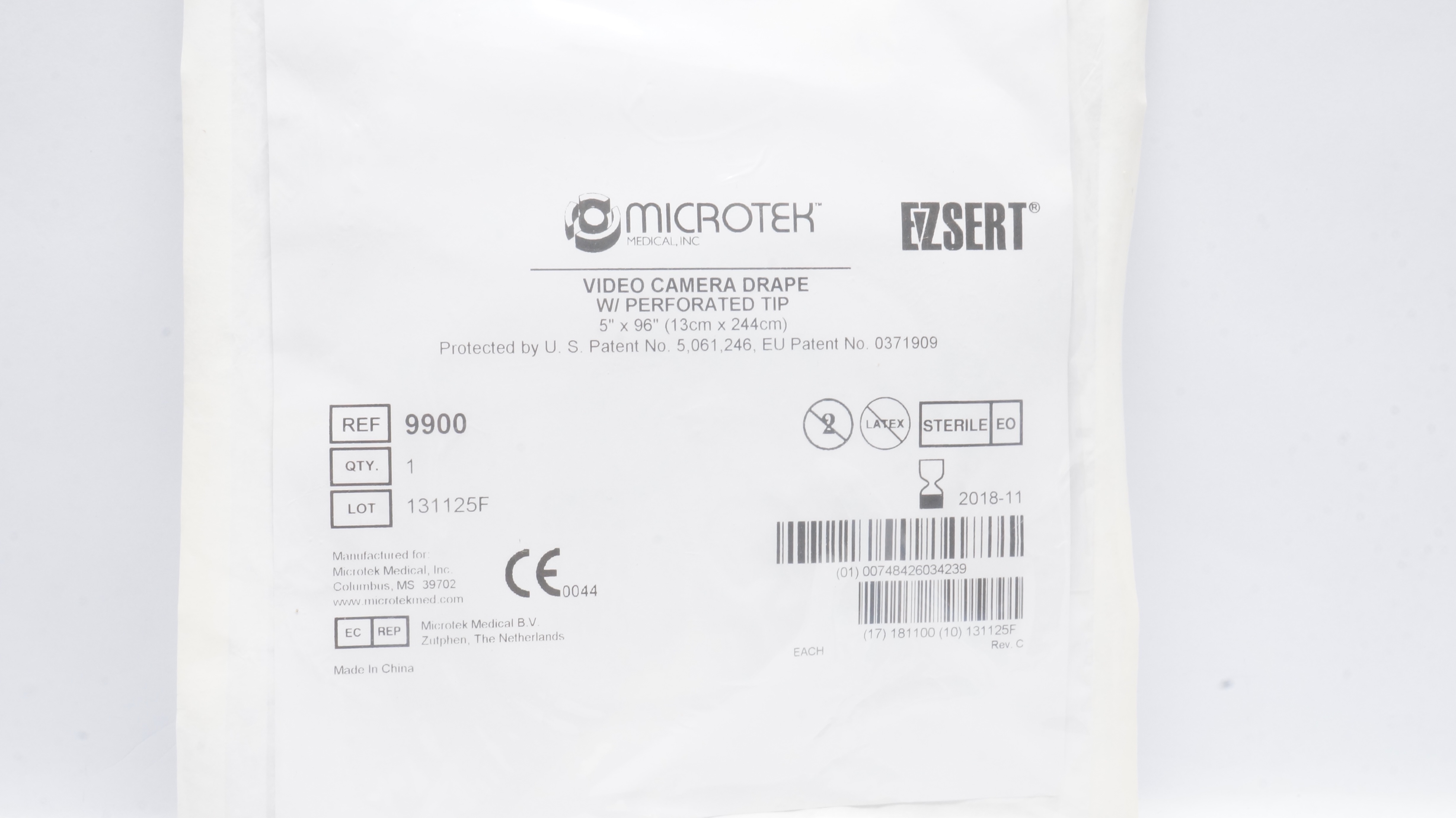 Microtek 9900 EZSERT Video Camera Drape W/Perforated Tip 5inch x 96inch (x)