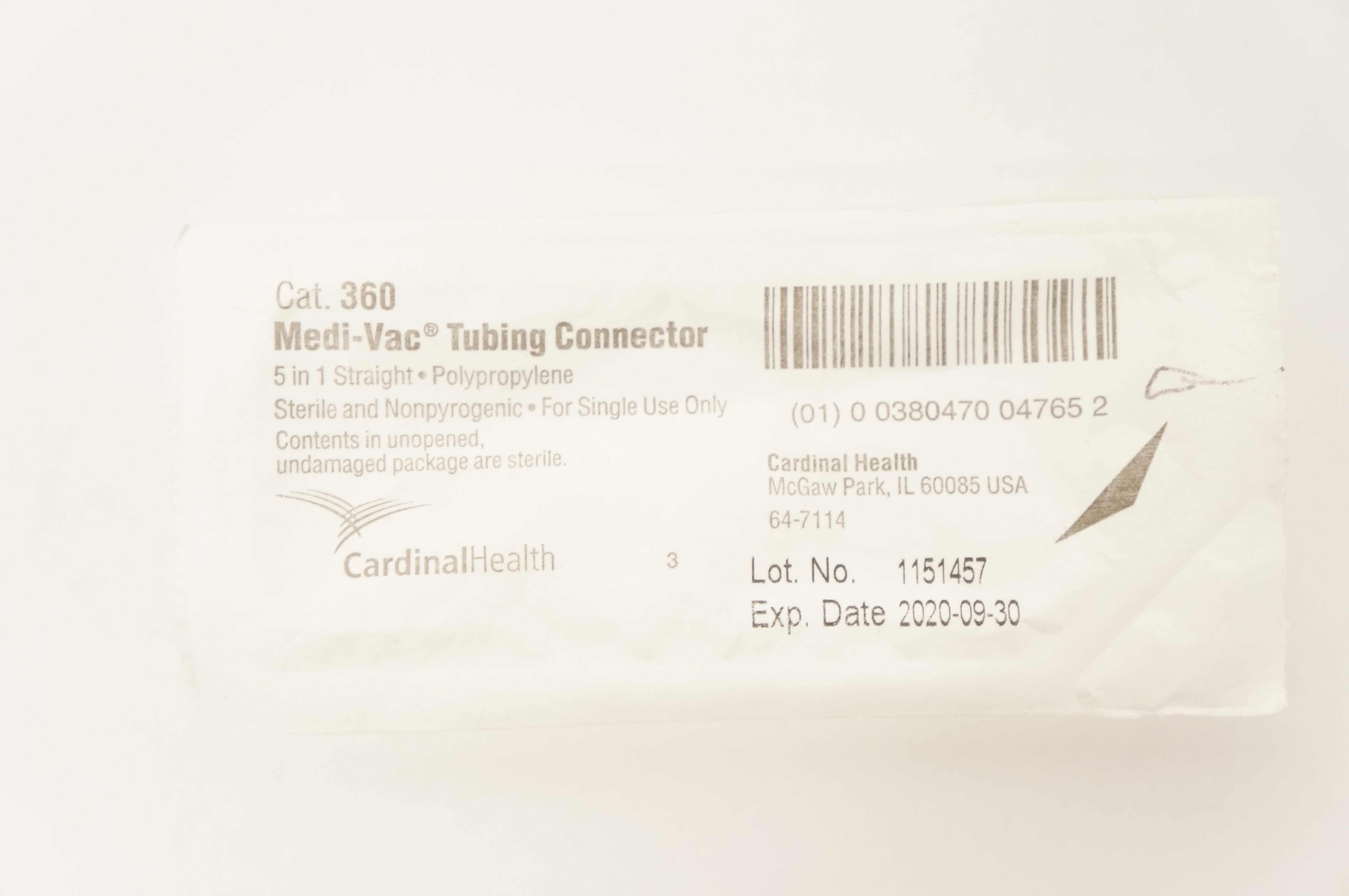 Cardinal Health 360 Medi-Vac Tubing Connector 5-in-1 Straight (x)