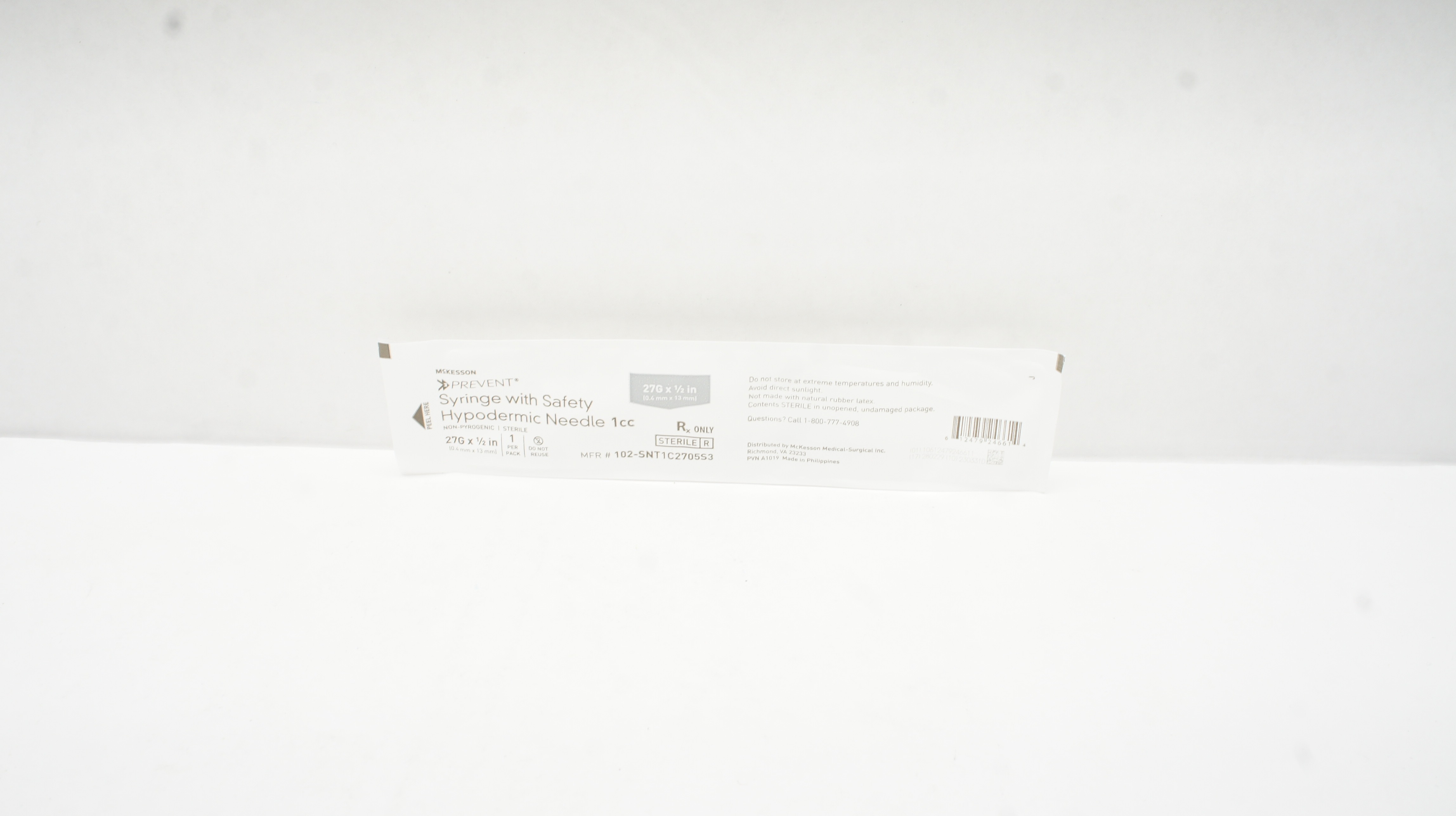 Mckesson 102-SNT1C2705S3 Prevent Syringe W/Safety Hypodermic Ndle 1cc,27Inx1/2In