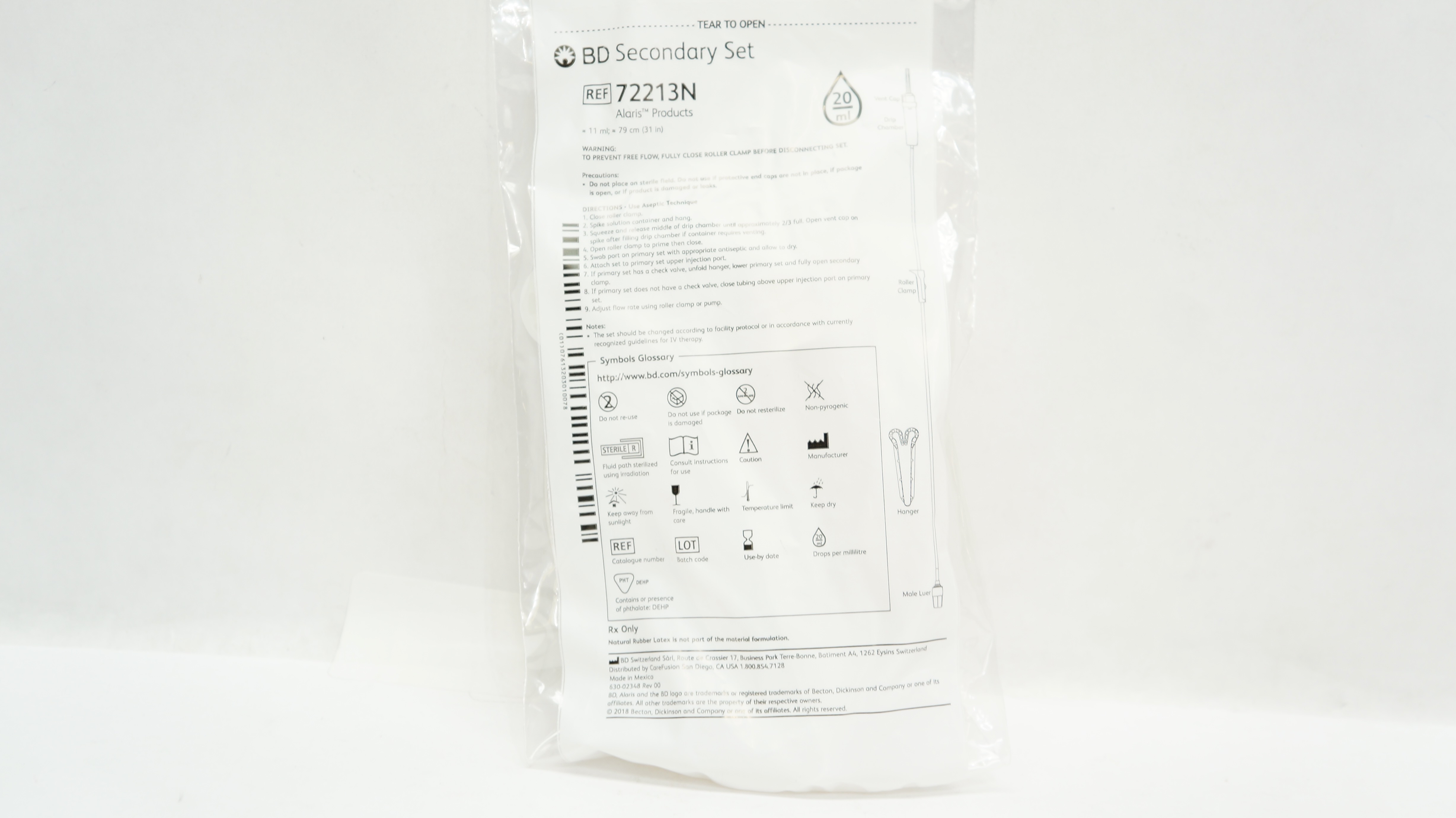 BD 72213N Alaris Secondary Set 20Drops/ml, Approx. 11 ml x 31inch