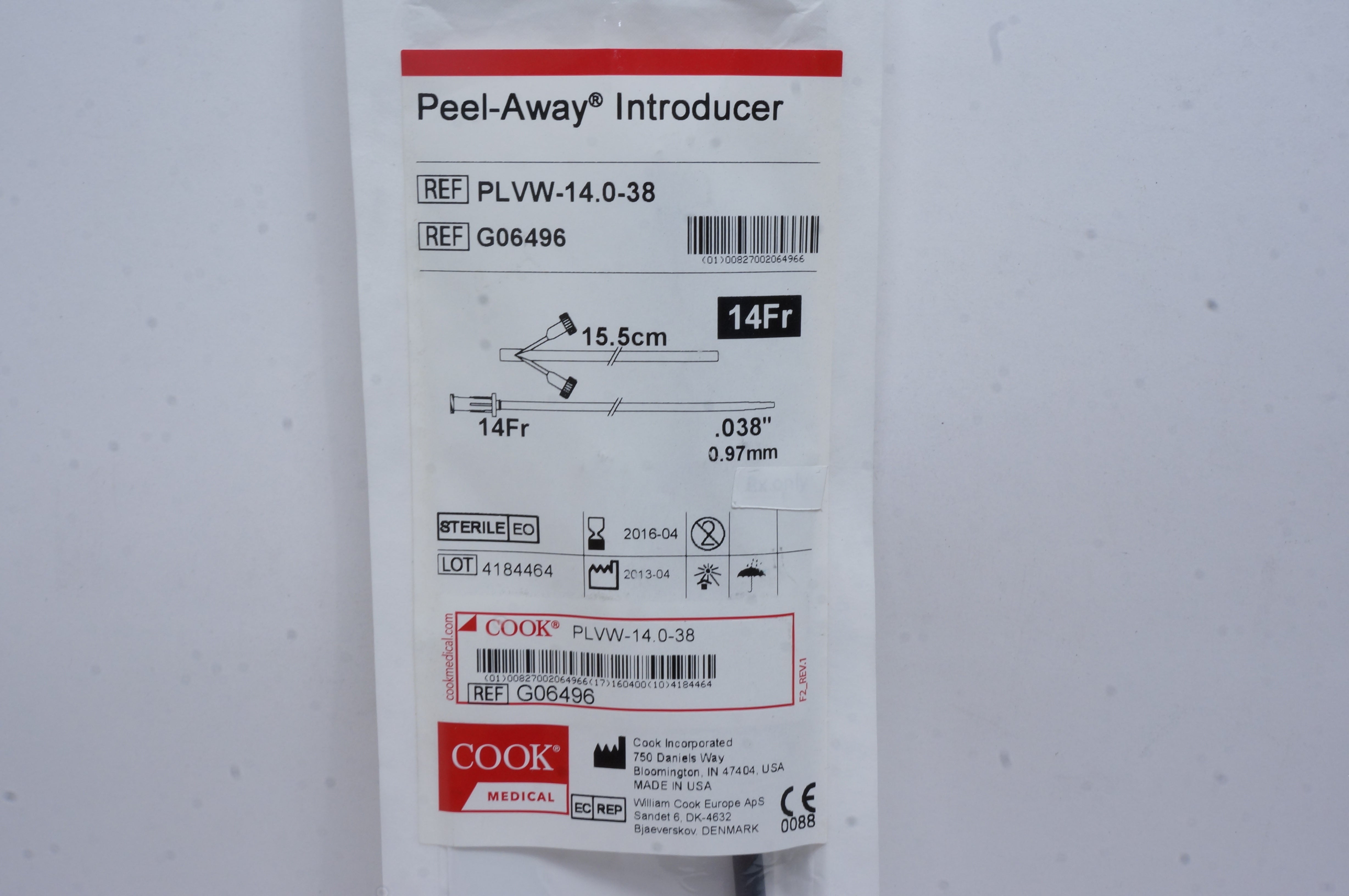 Cook Medical G06496 Peel-Away Introducer 14Fr. x 0.038inch (x)