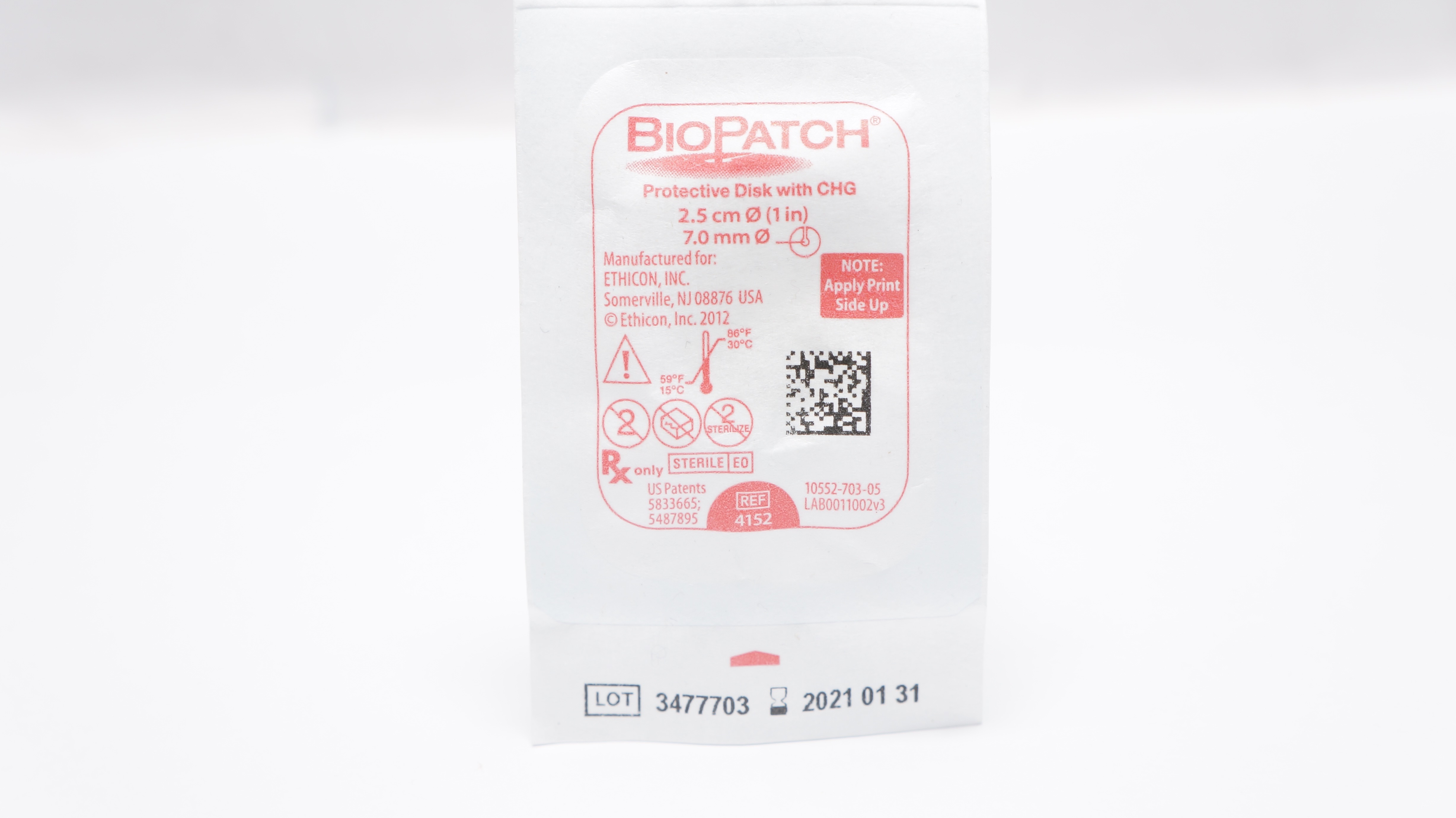 Ethicon 4152 BioPatch Protective Disk with GHG 1inch x 7.0mm (x)