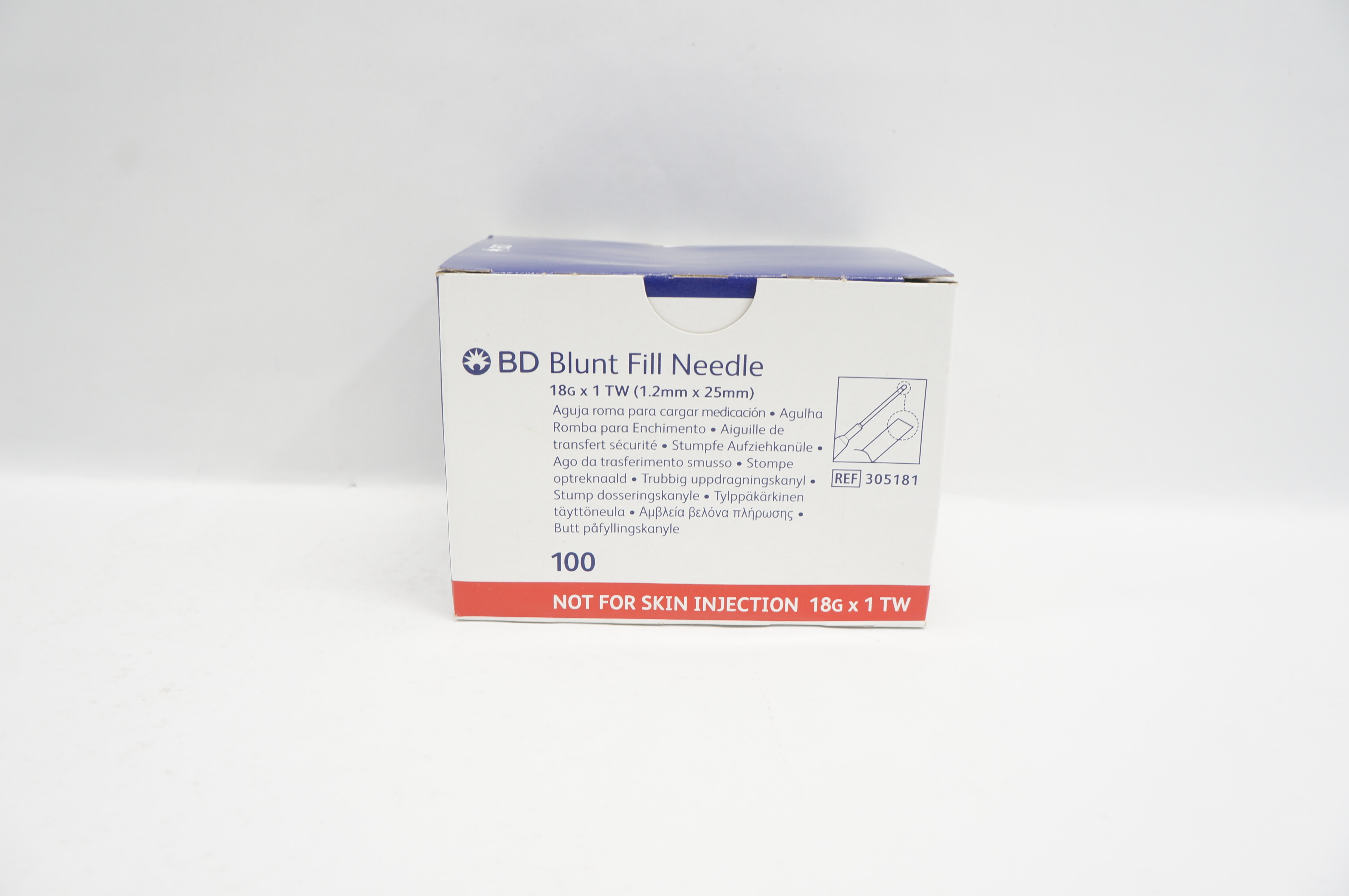 BD 305181 Blunt Fill Ndle 18G x 1 - Box of 100
