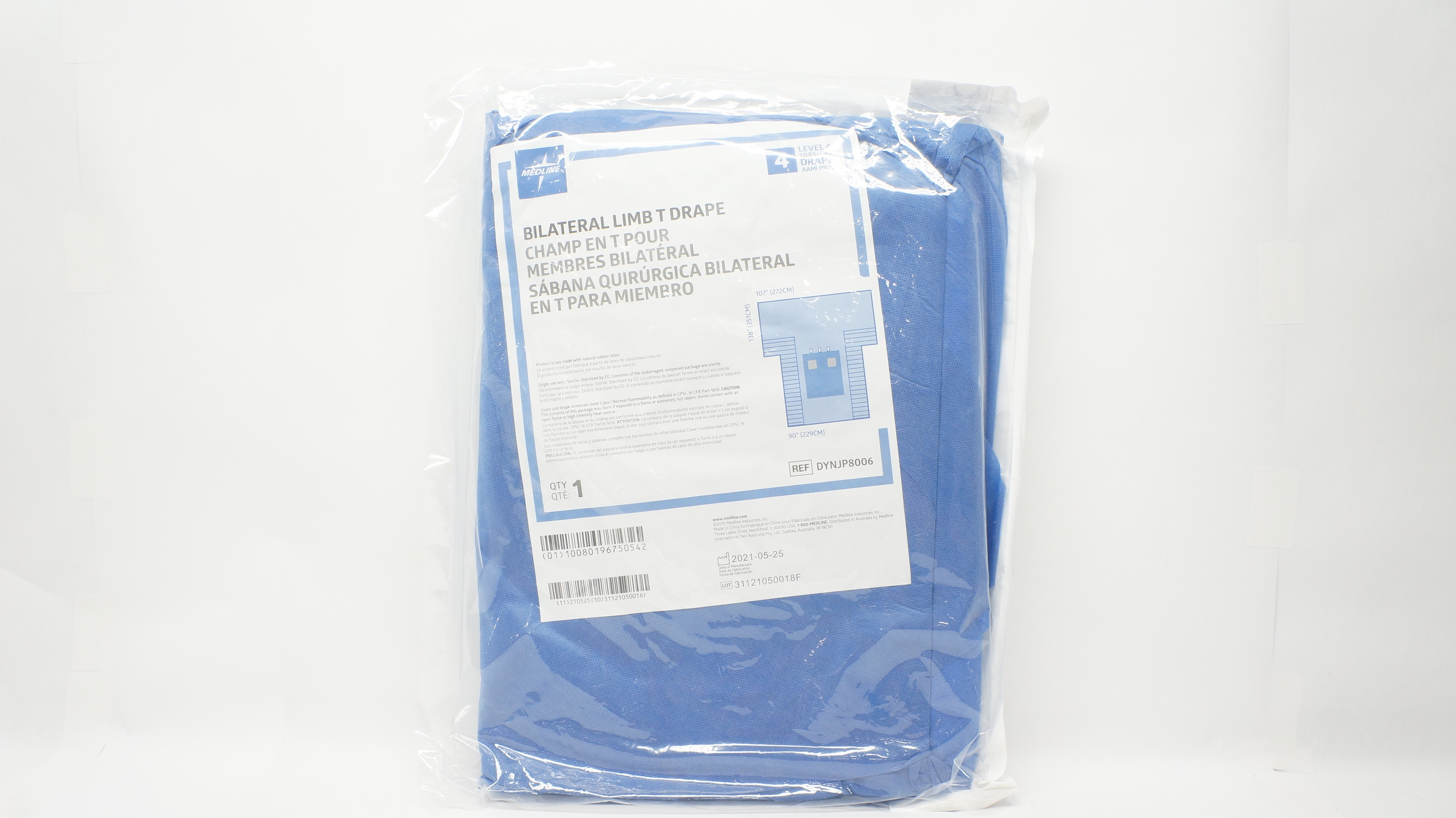 Medline DYNJP8006 Bilateral Limb Surgical Drape, Level 4, 107 x 138 x 90inch