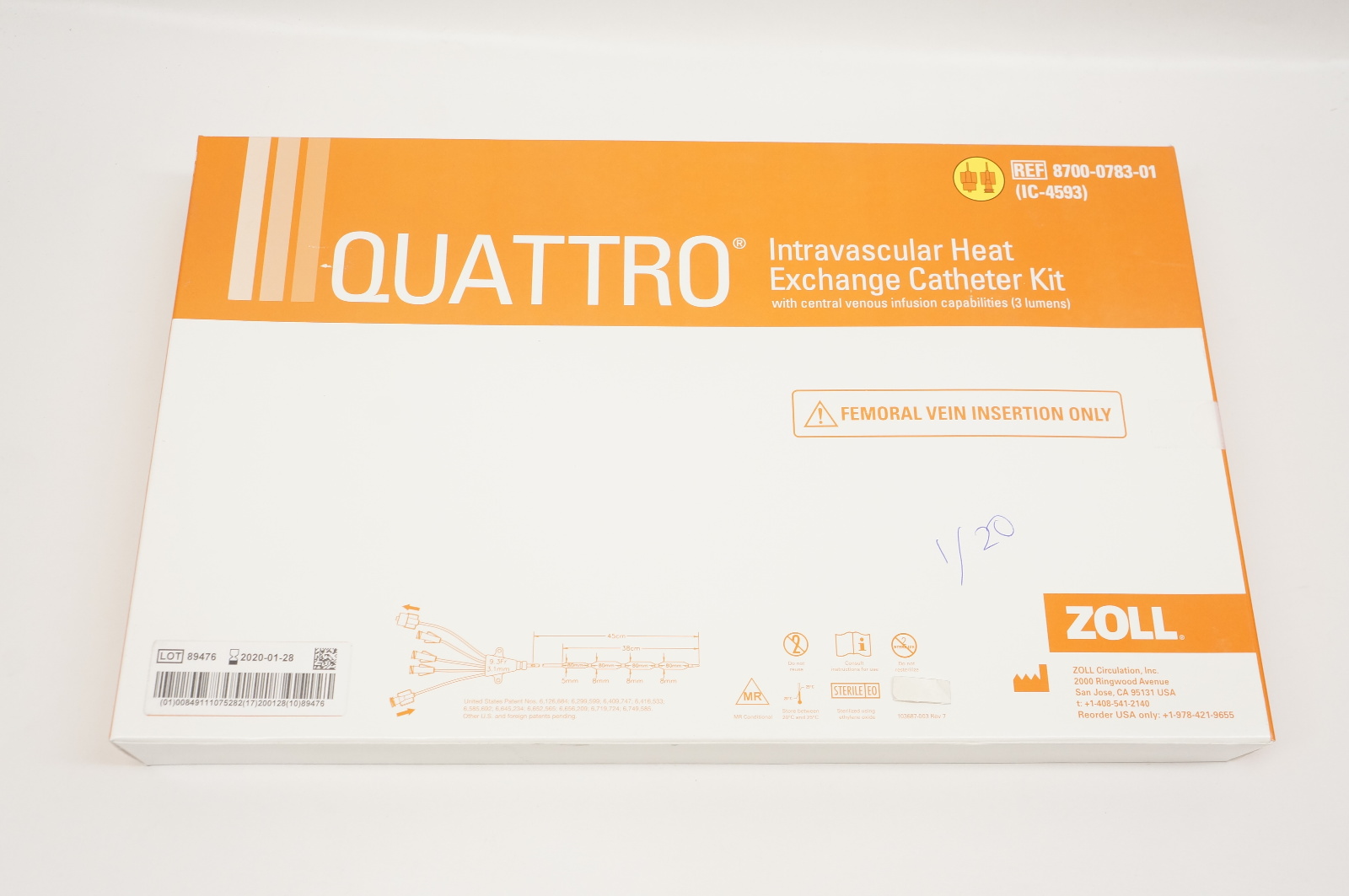 Zoll 8700-0783-01 Quattro Intravascular Heat Exchange Cath. Kit (x)
