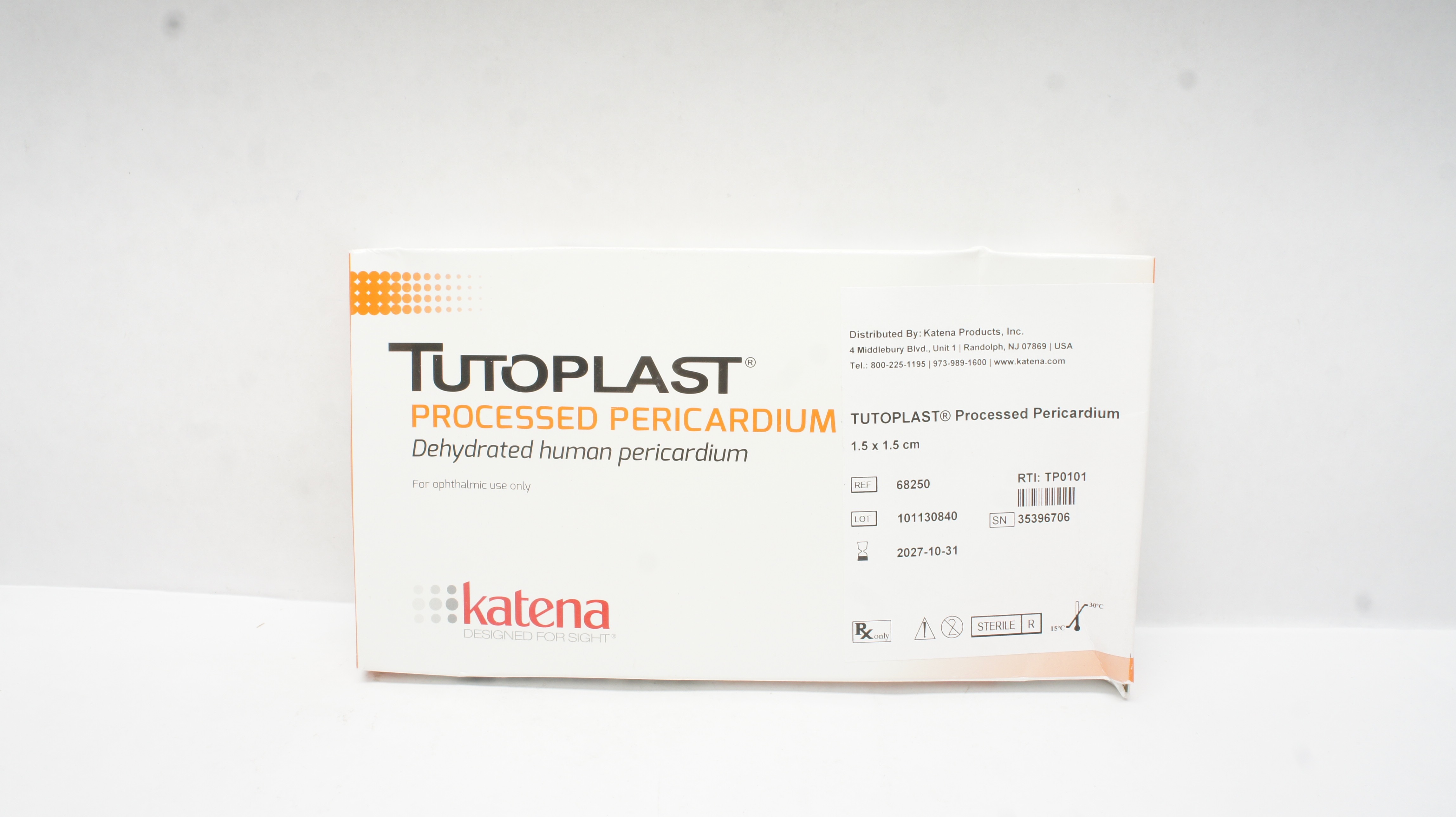 Katena 68250 Tutoplast, Processed Pericardium, Dehydrated Human 1.5 x 1.5cm
