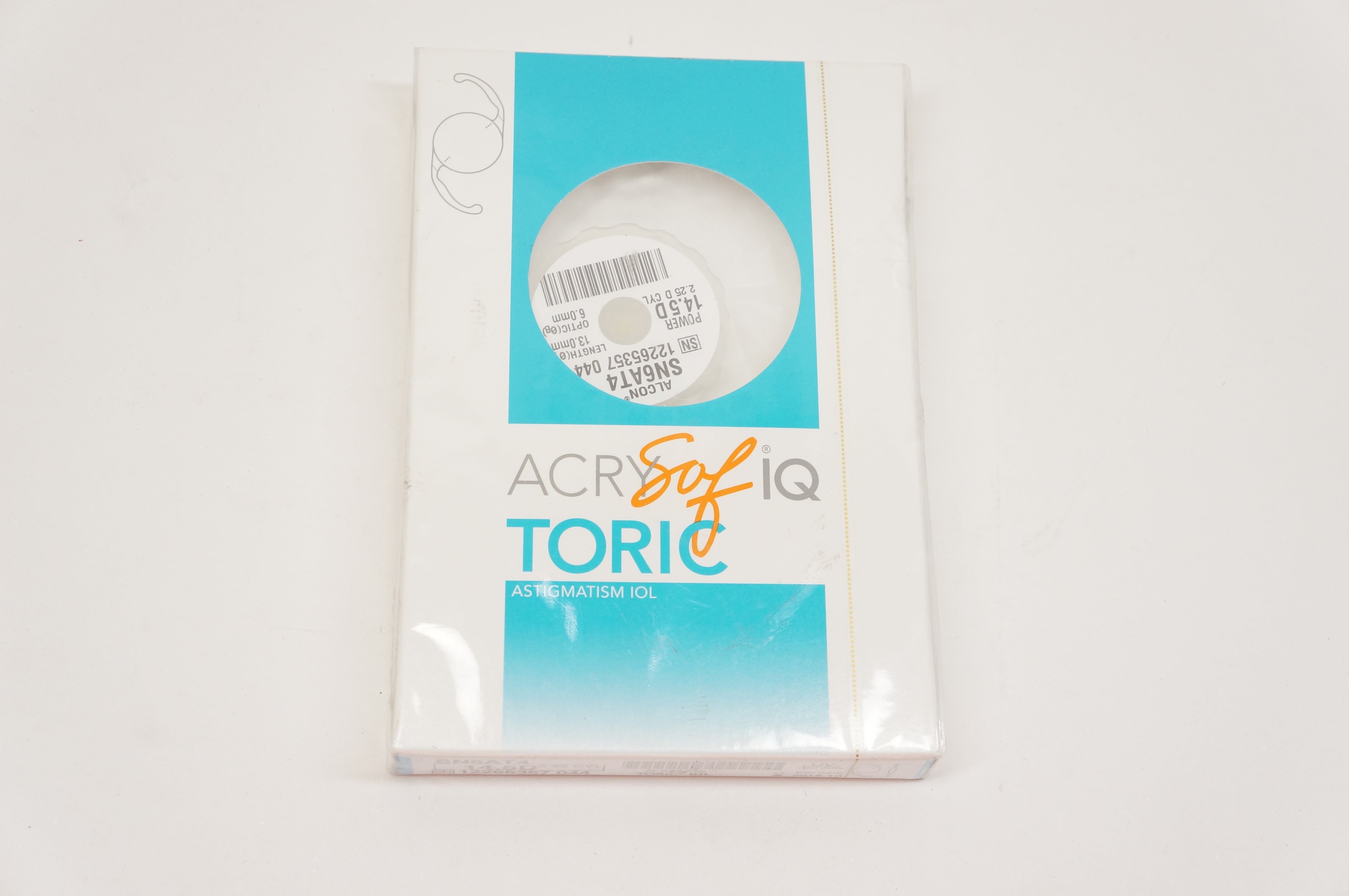 Alcon SN6AT4 Acry Sof IQ Toric Astigmatism IOL, Length 13mm, Optic 6mm, 14.5D(x)
