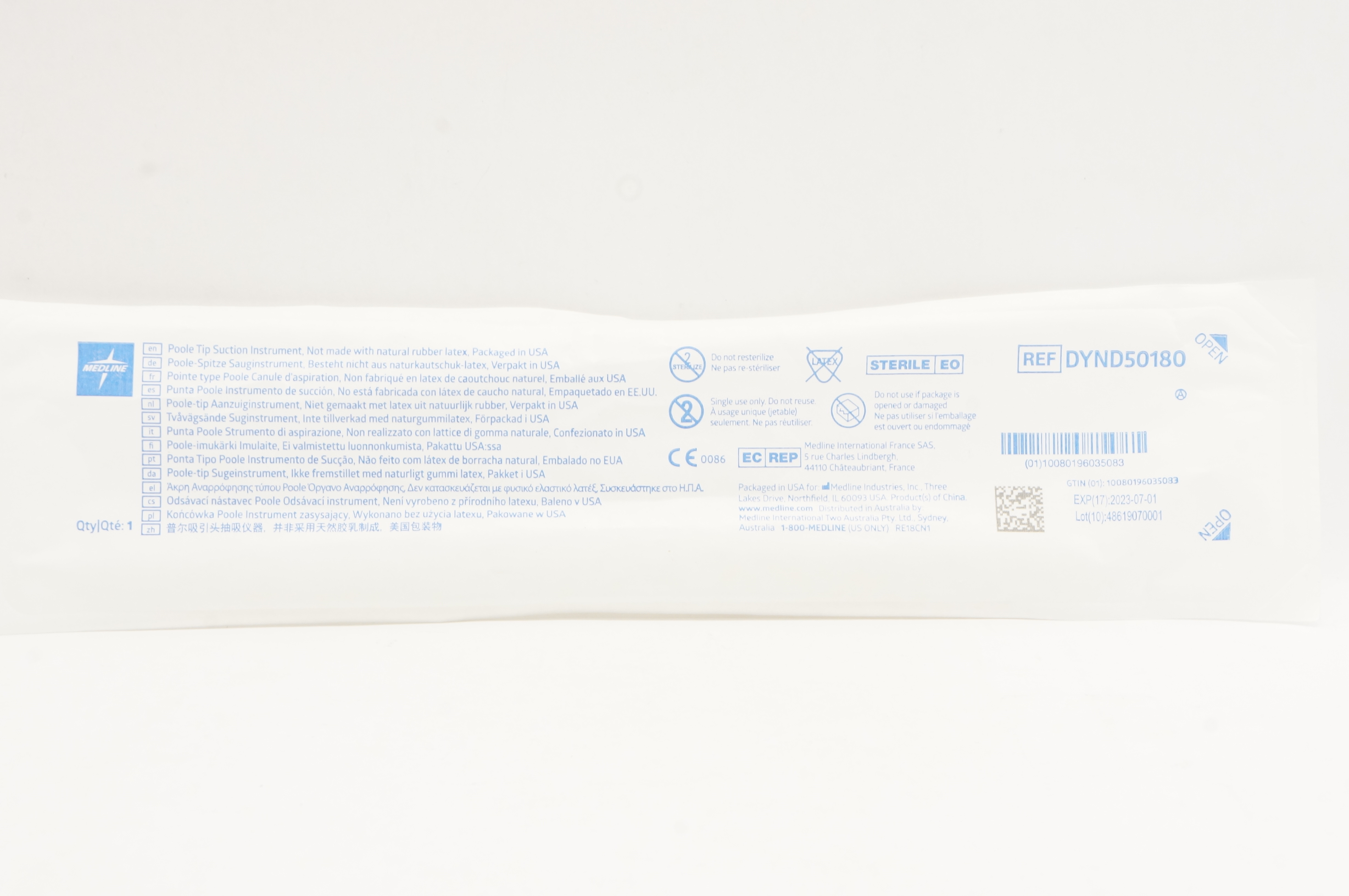 Medline DYND50180 Poole Tip Suction Instrument