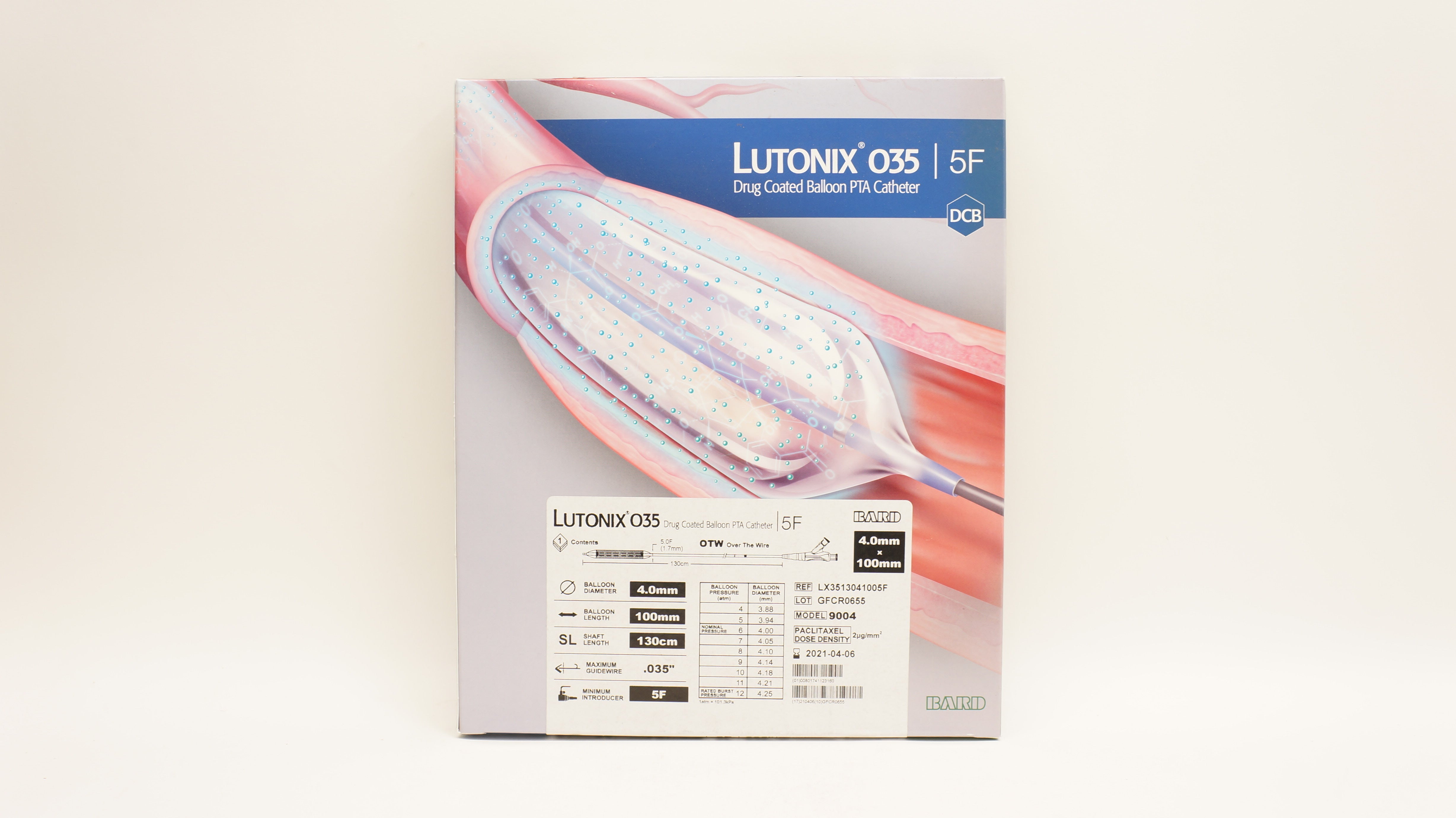 Bard LX3513041005F Lutonix 035 Drug Coated Balloon PTA Catheter 5F 4.0x100mm (x)