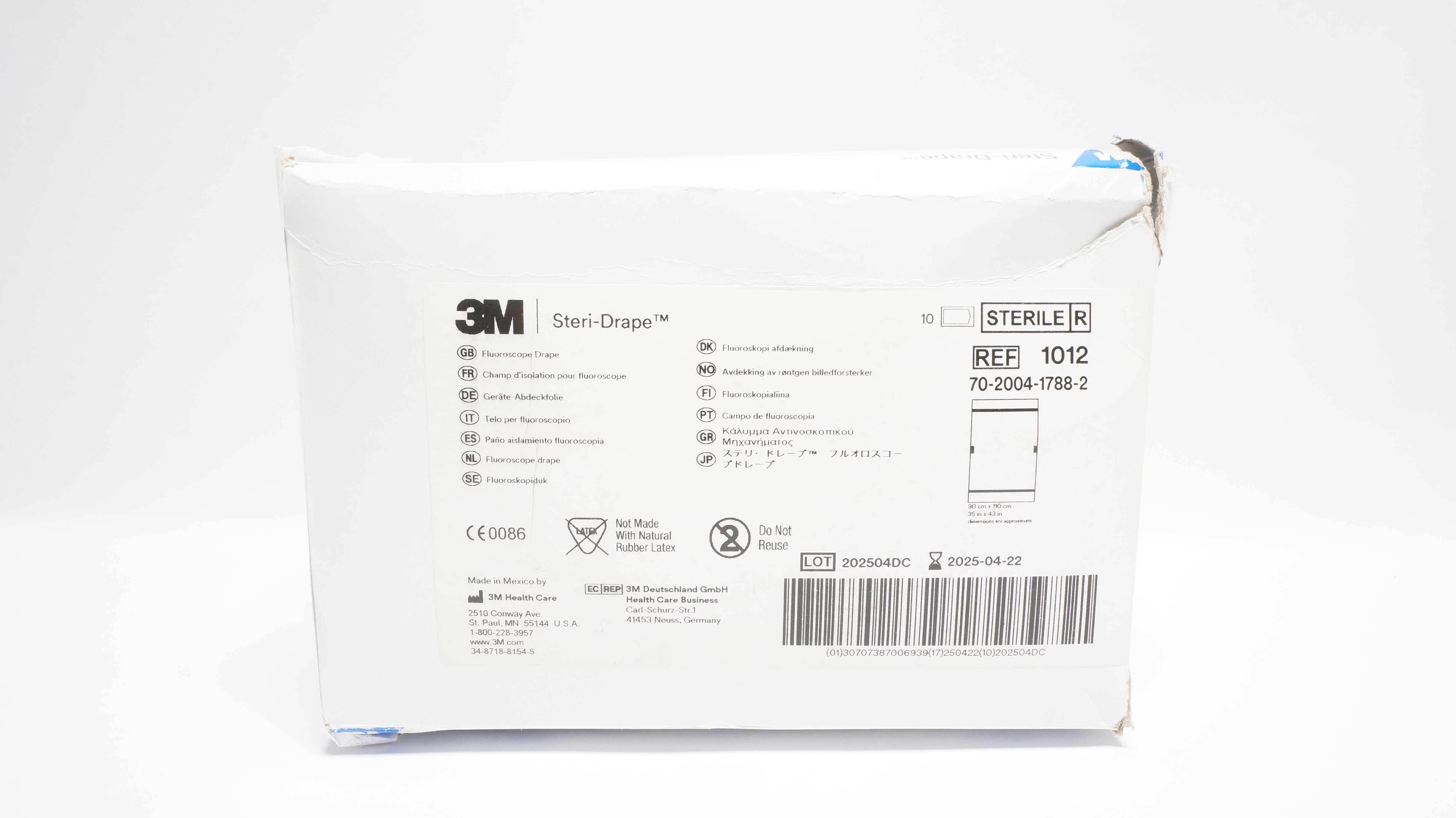 3M 1012 Steri-Drape Fluoroscope Drape 35inch x 43inch (x)- Box of 10